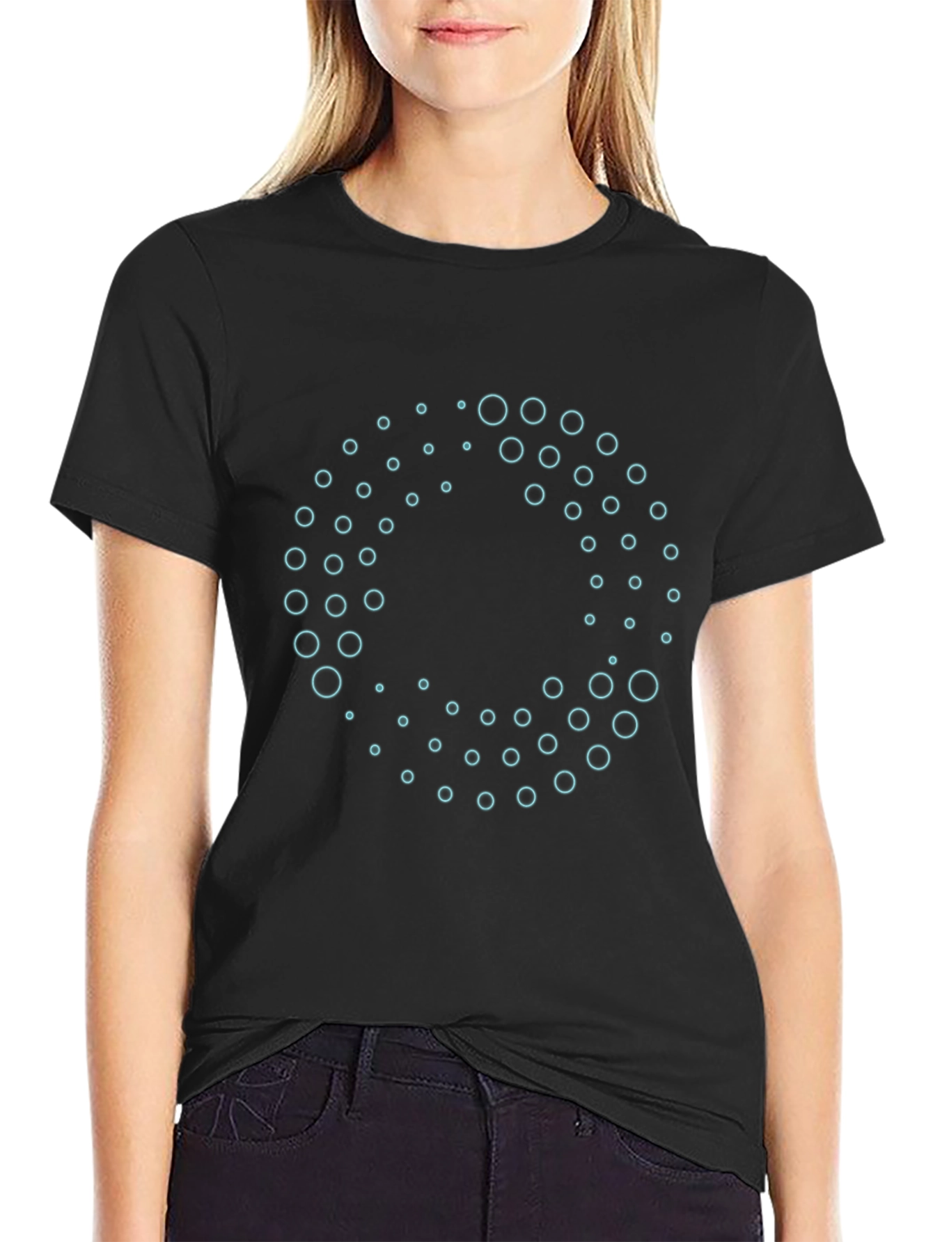 Abstract Circle Pattern Black T-Shirt