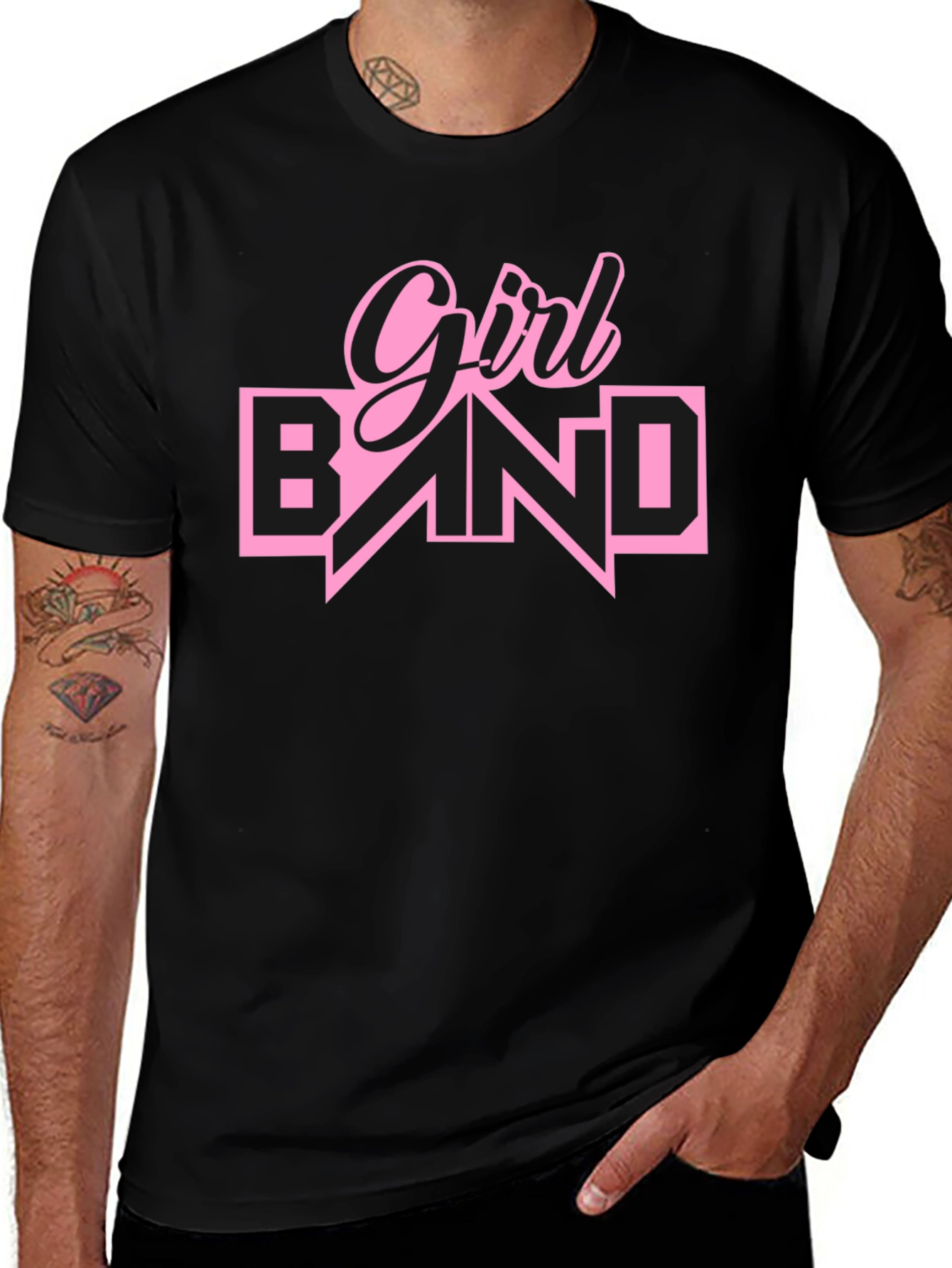Girl Band Graphic Tee - Black Cotton T-Shirt