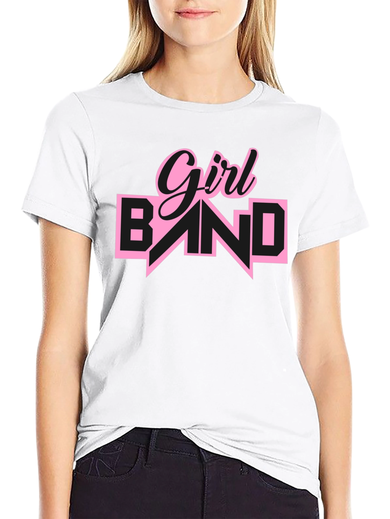 Girl Band Graphic Tee - Black Cotton T-Shirt