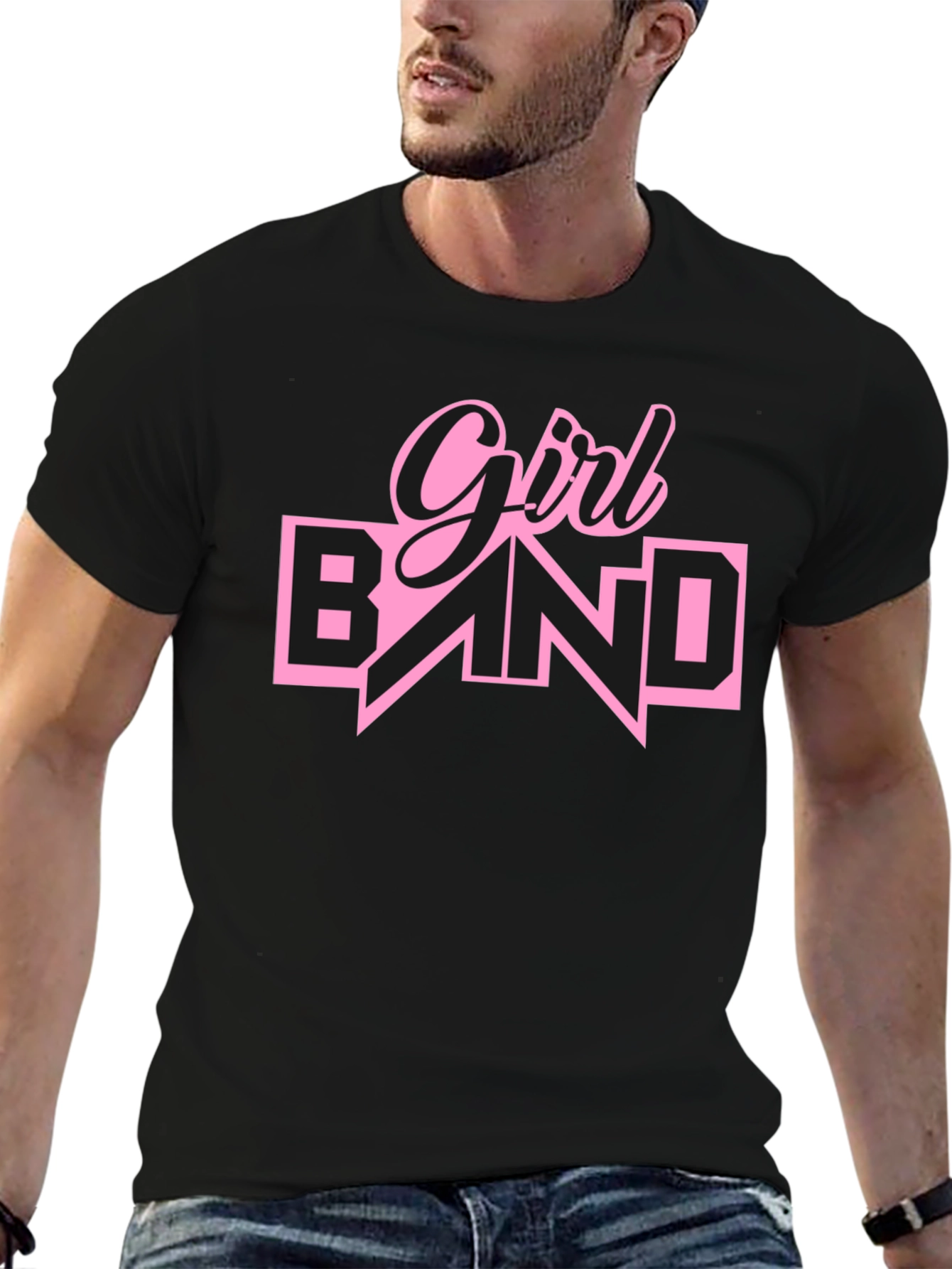 Girl Band Graphic Tee - Black Cotton T-Shirt