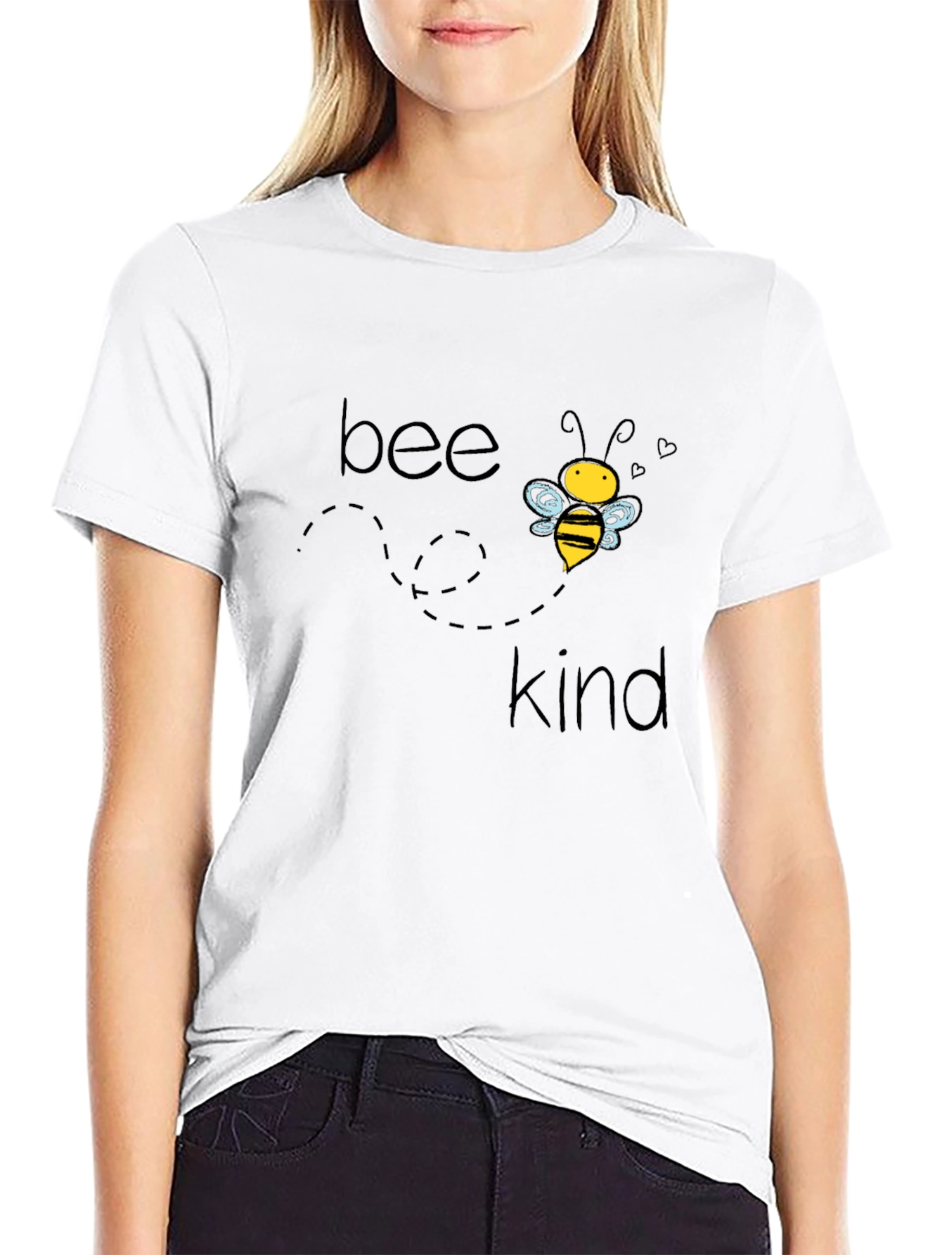 Bee Kind Graphic Tee - Black Cotton Casual T-Shirt