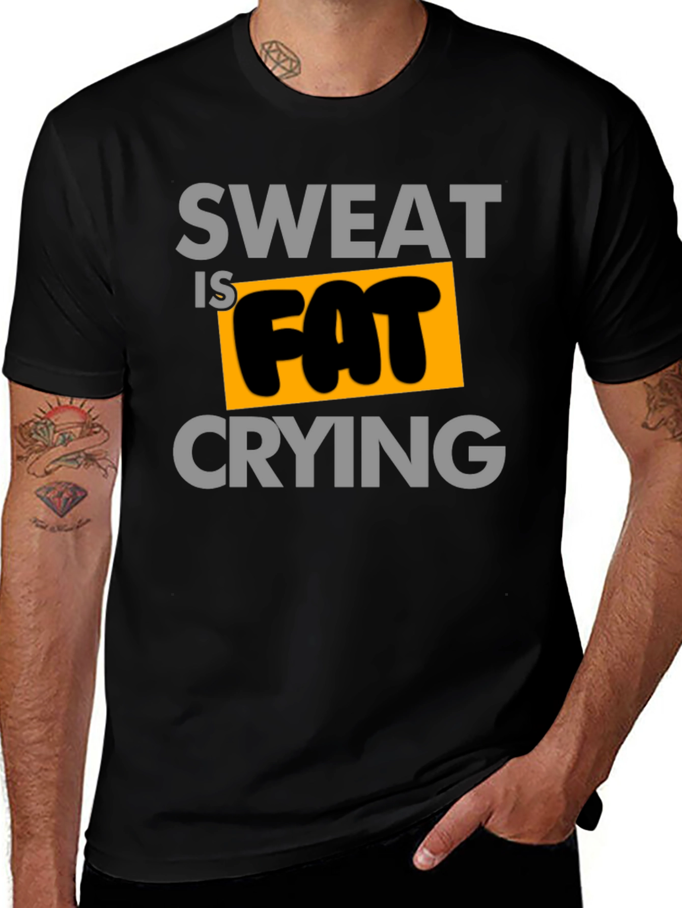 Sweat is Fat Crying Graphic Tee - Black