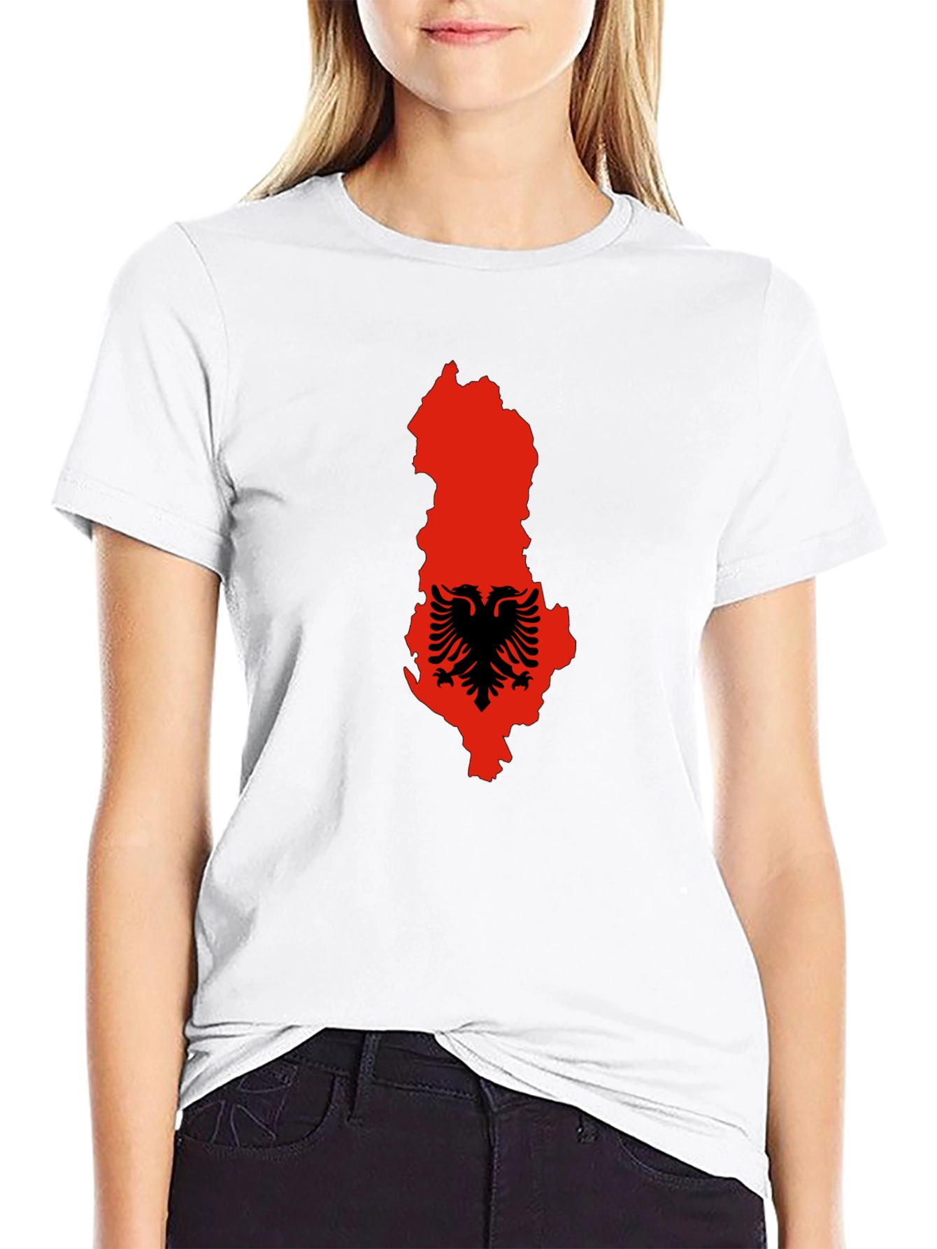 Albania Flag Graphic Tee - Mens Black T-Shirt