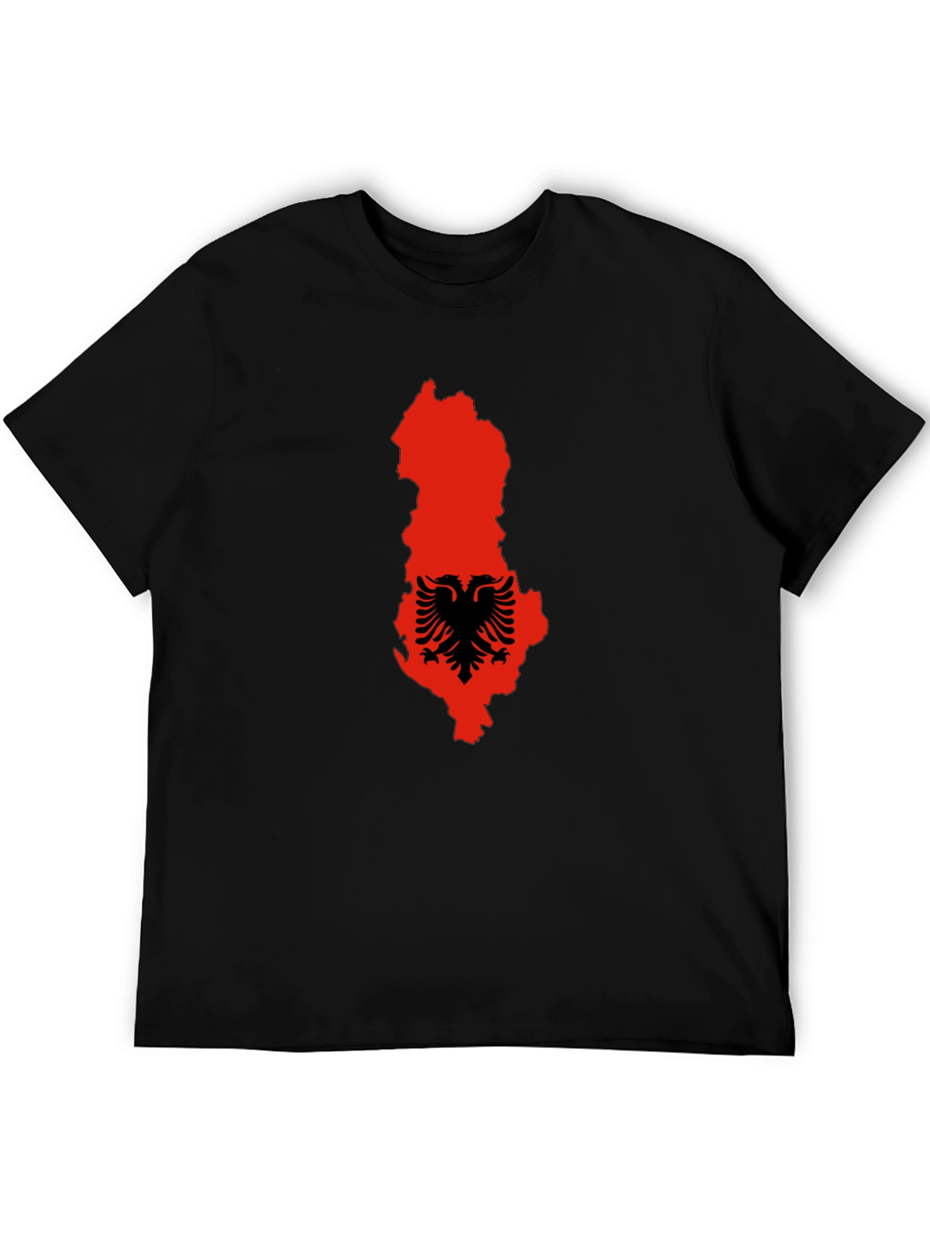 Albania Flag Graphic Tee - Mens Black T-Shirt