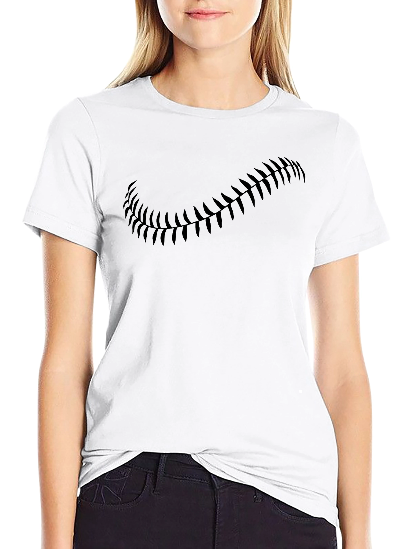 Mens Baseball Stitch Graphic Black Tee
