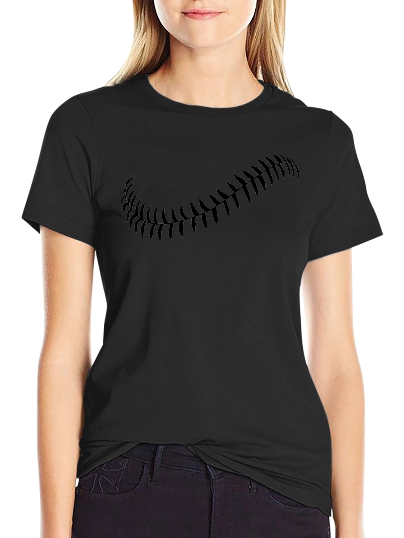 Mens Baseball Stitch Graphic Black Tee
