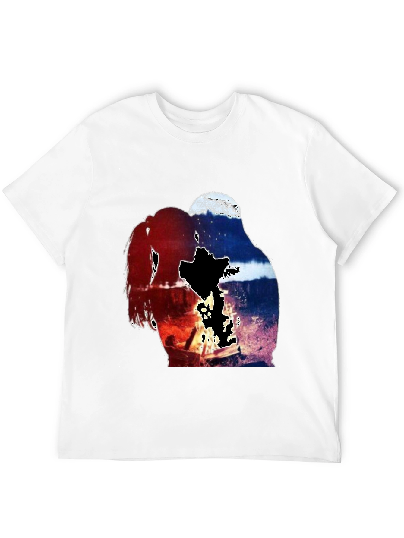 Artistic Couple Graphic Tee - Black