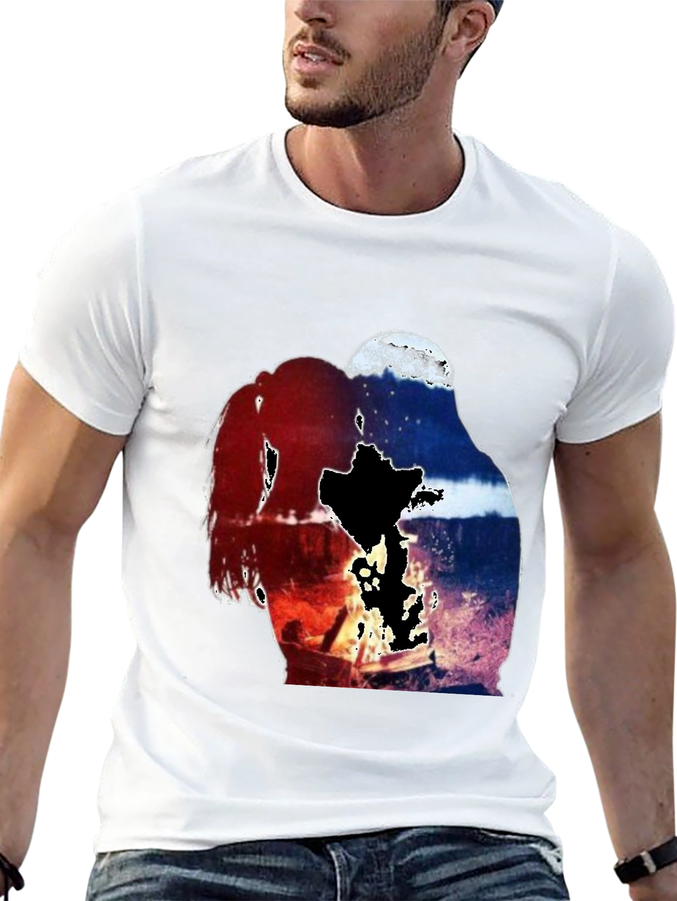Artistic Couple Graphic Tee - Black