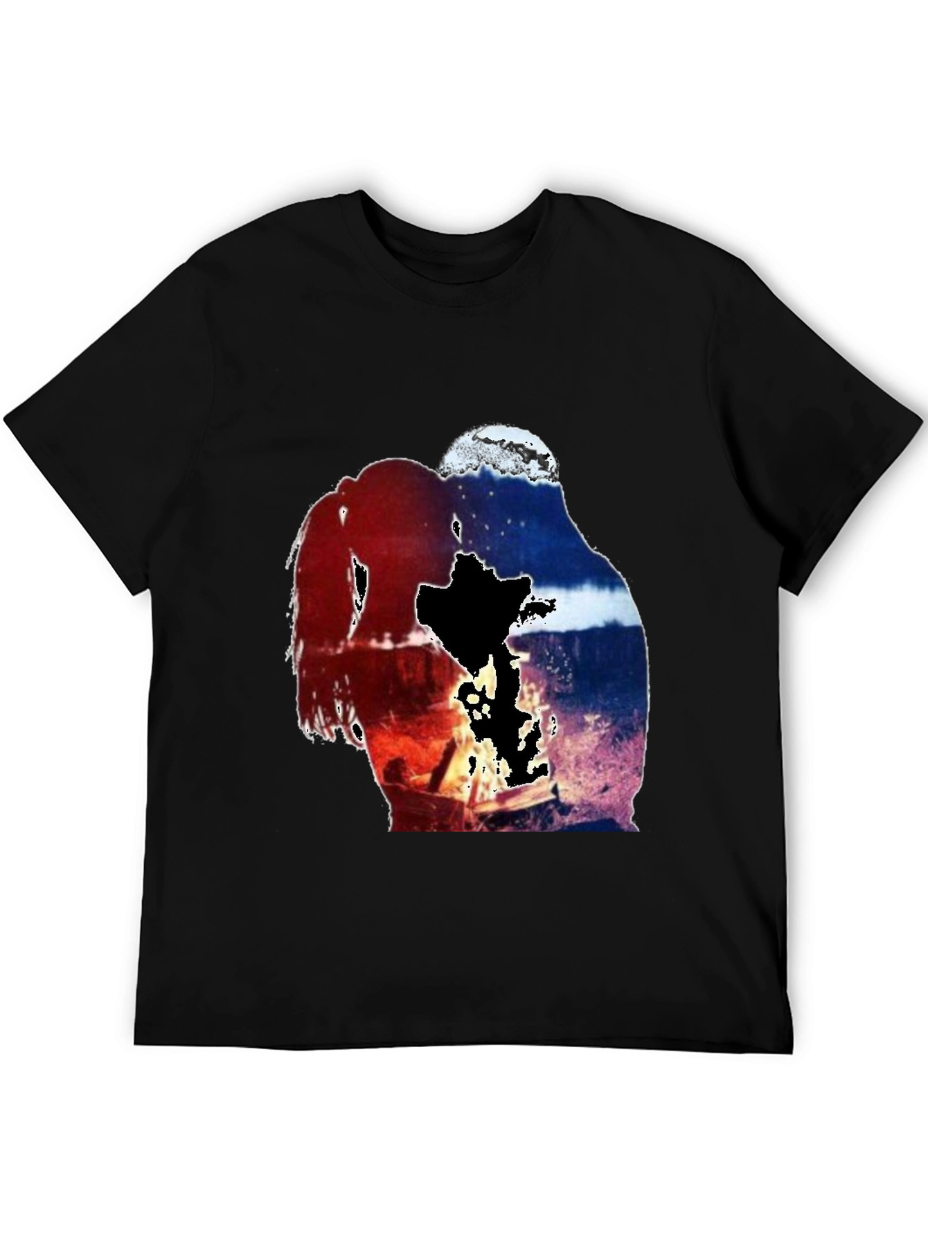 Artistic Couple Graphic Tee - Black