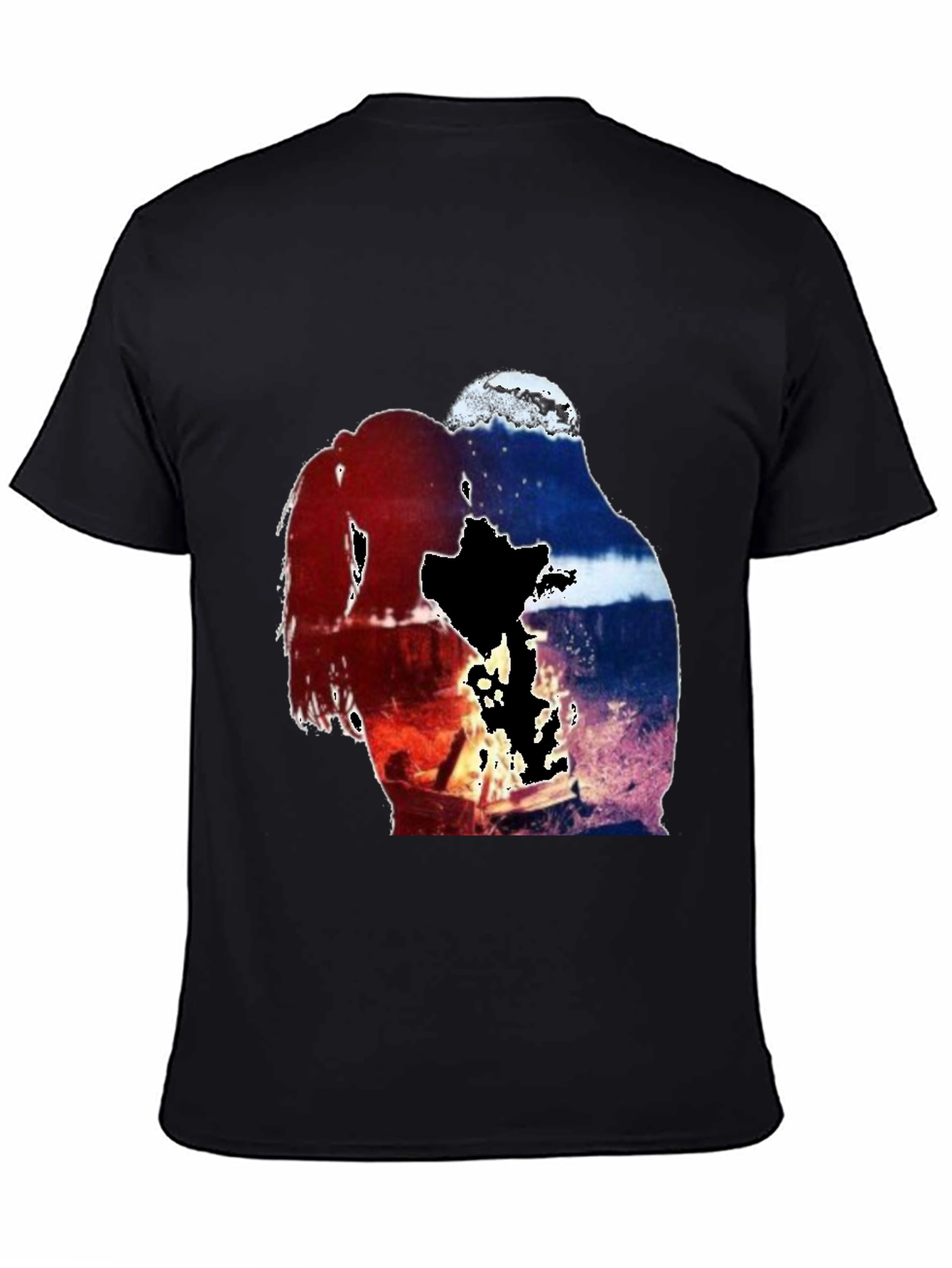 Artistic Couple Graphic Tee - Black