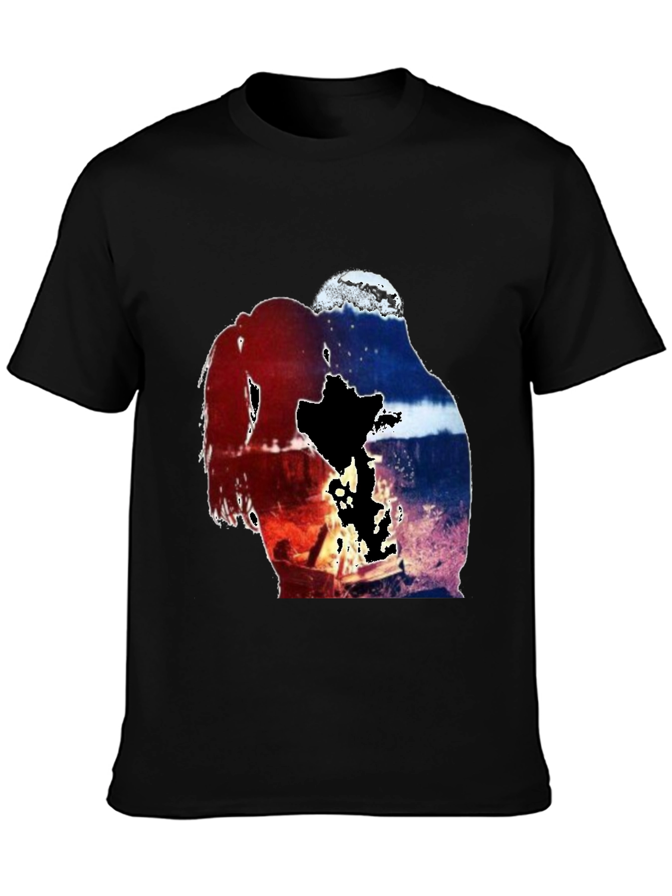 Artistic Couple Graphic Tee - Black