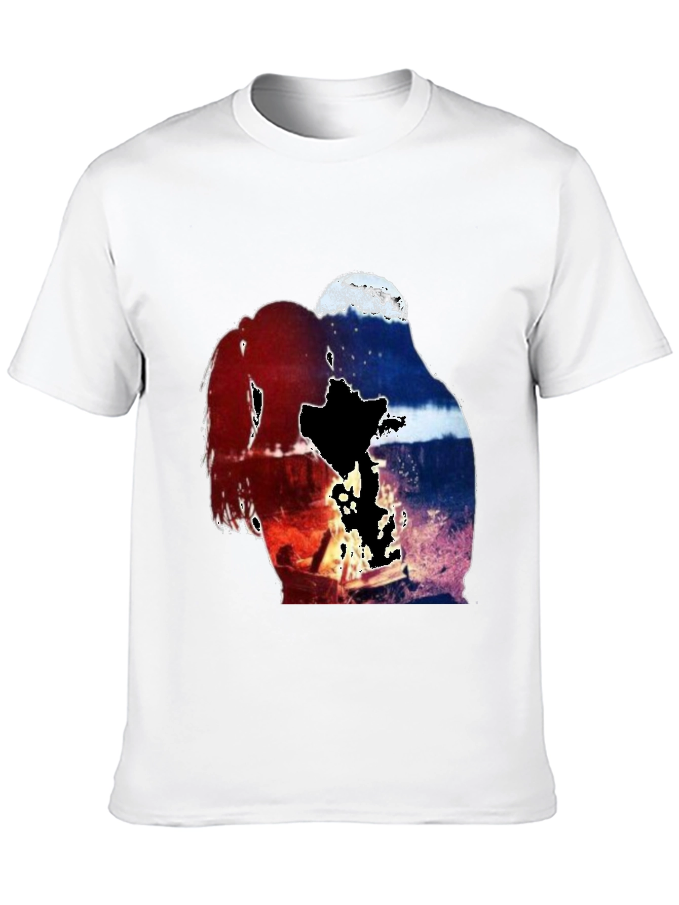 Artistic Couple Graphic Tee - Black