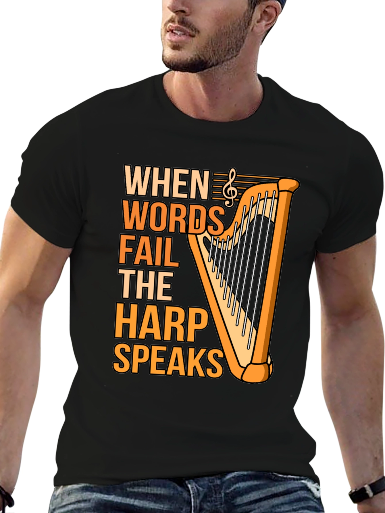 Harp Speaks T-Shirt - Music Lover Tee