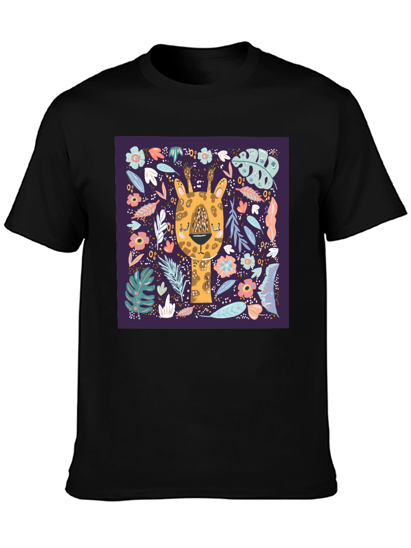 Giraffe Floral Graphic Tee - Unique Animal Print