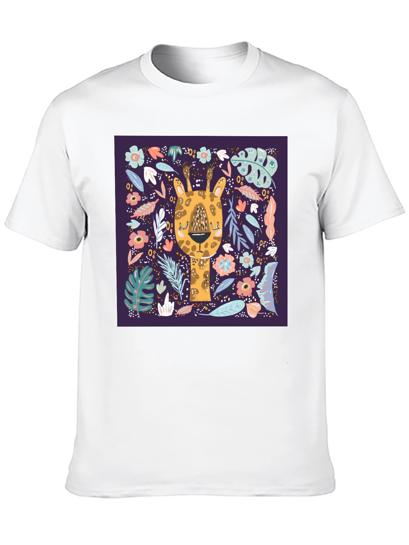 Giraffe Floral Graphic Tee - Unique Animal Print