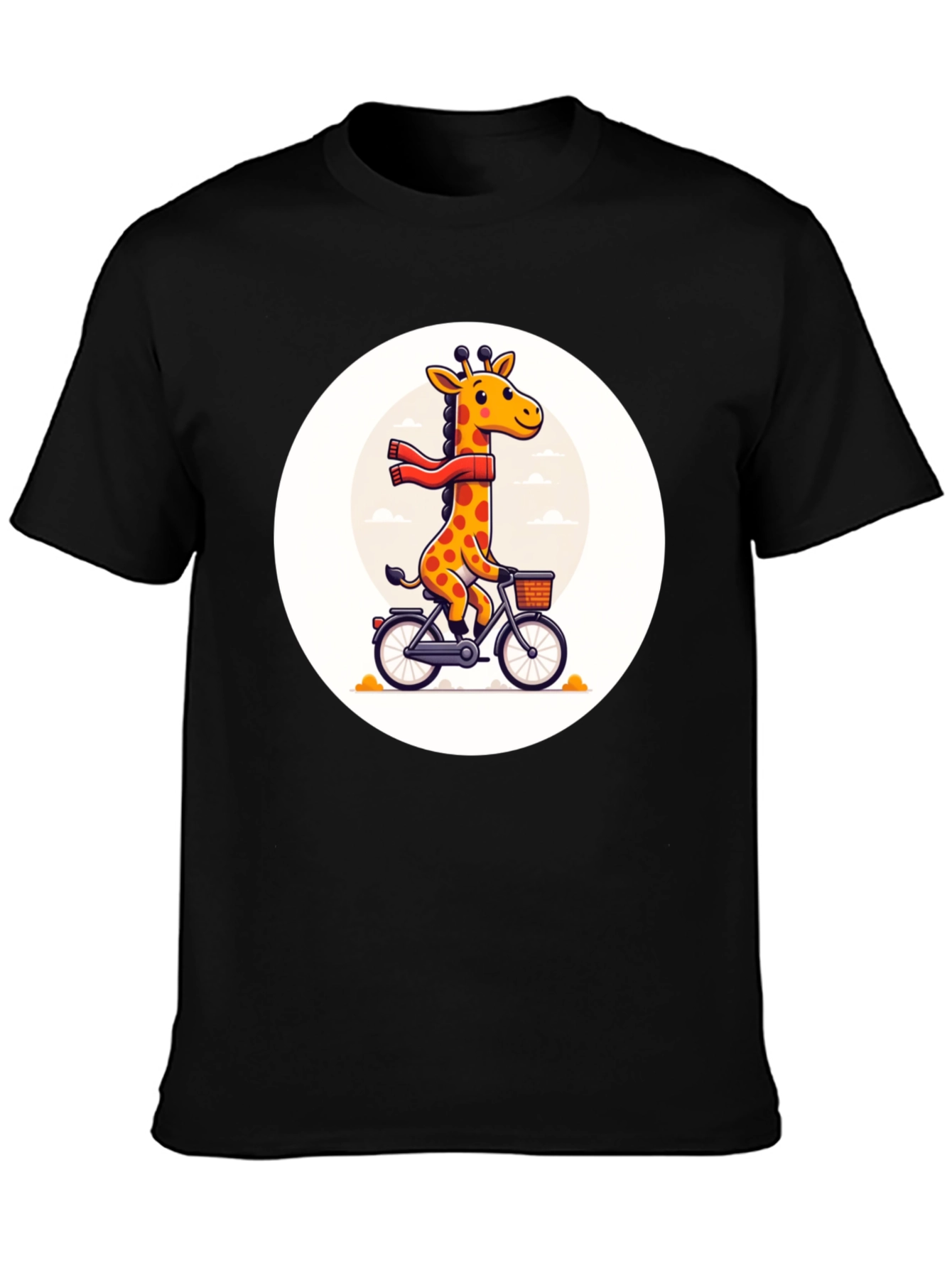 Giraffe on Bike Graphic Tee - Whimsical Cotton T-Shirt