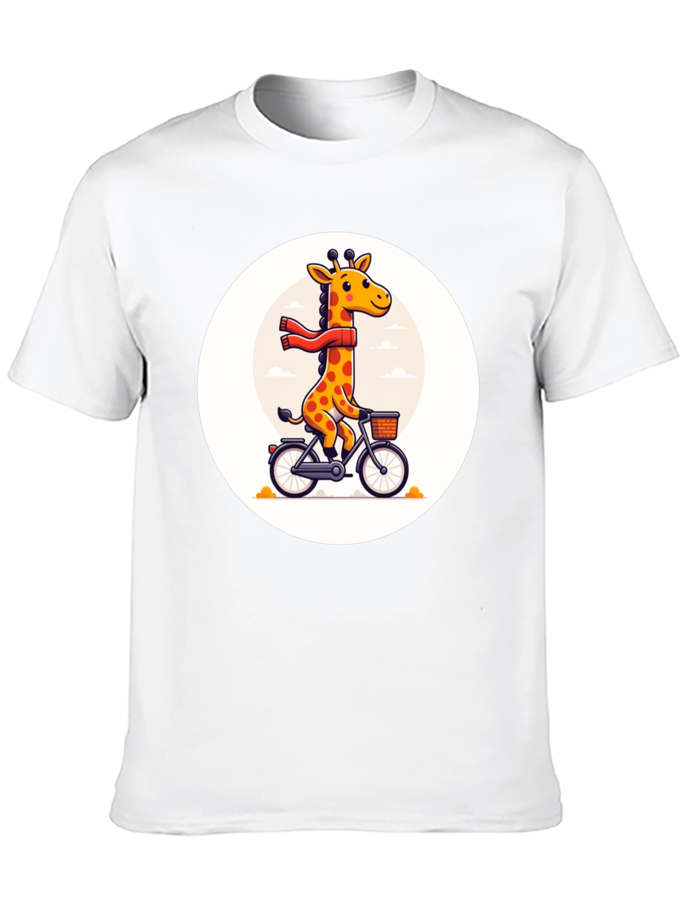 Giraffe on Bike Graphic Tee - Whimsical Cotton T-Shirt