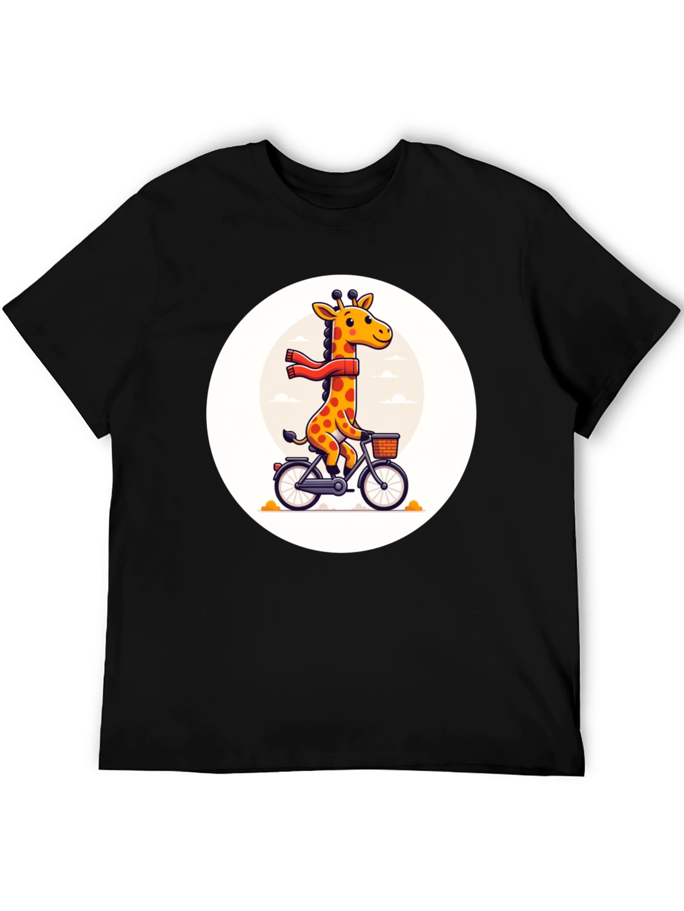 Giraffe on Bike Graphic Tee - Whimsical Cotton T-Shirt