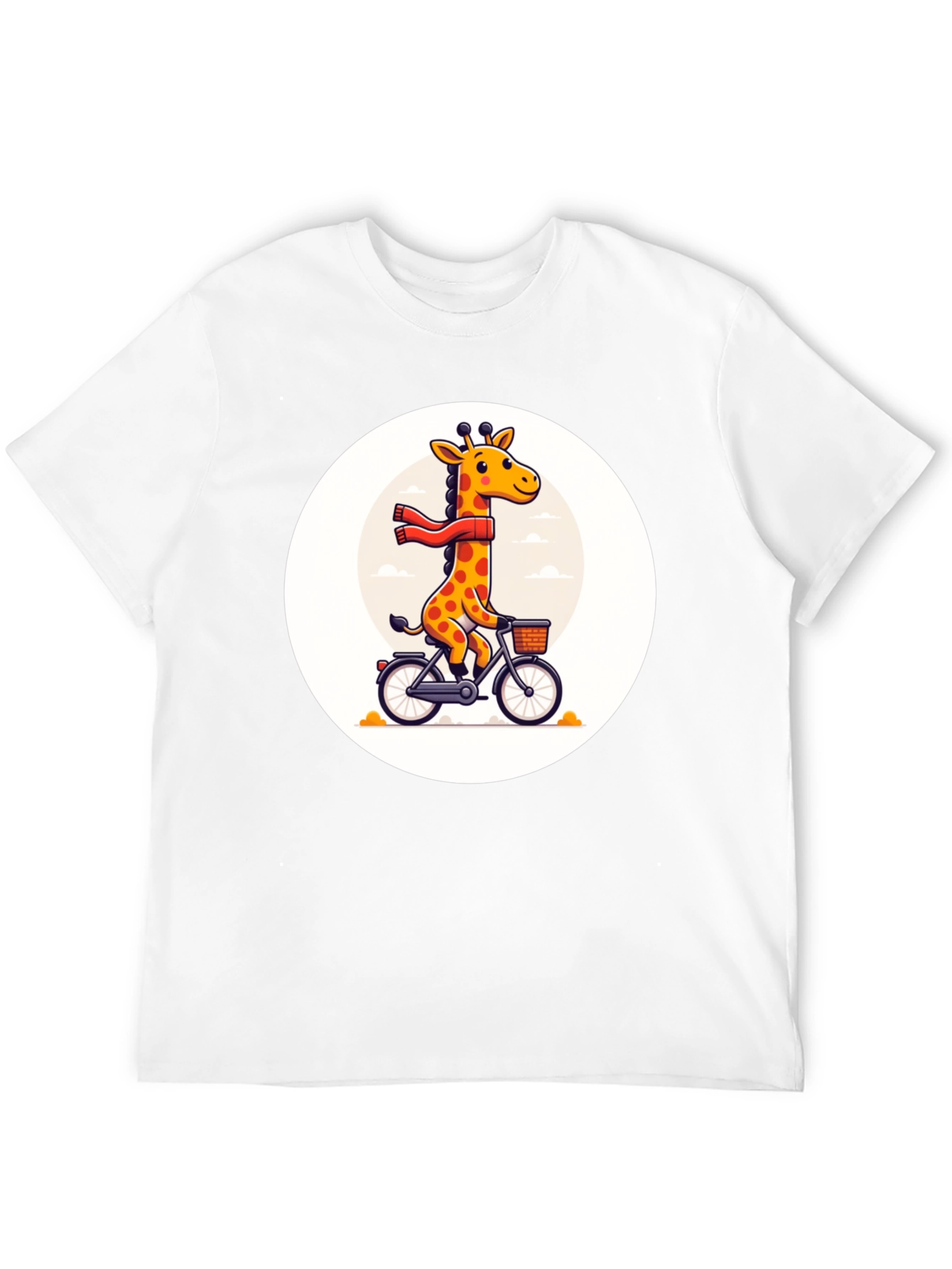 Giraffe on Bike Graphic Tee - Whimsical Cotton T-Shirt