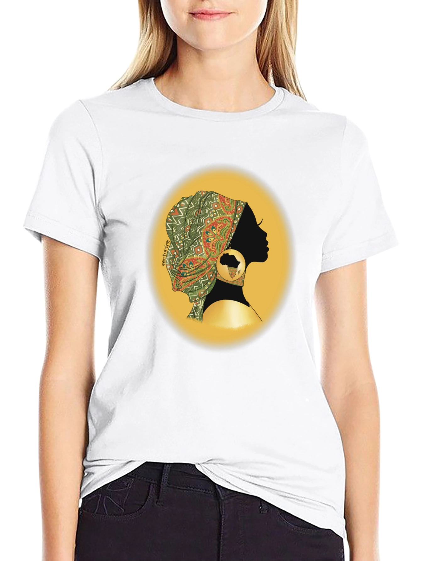 African Woman T-Shirt - Black Silhouette Graphic Tee