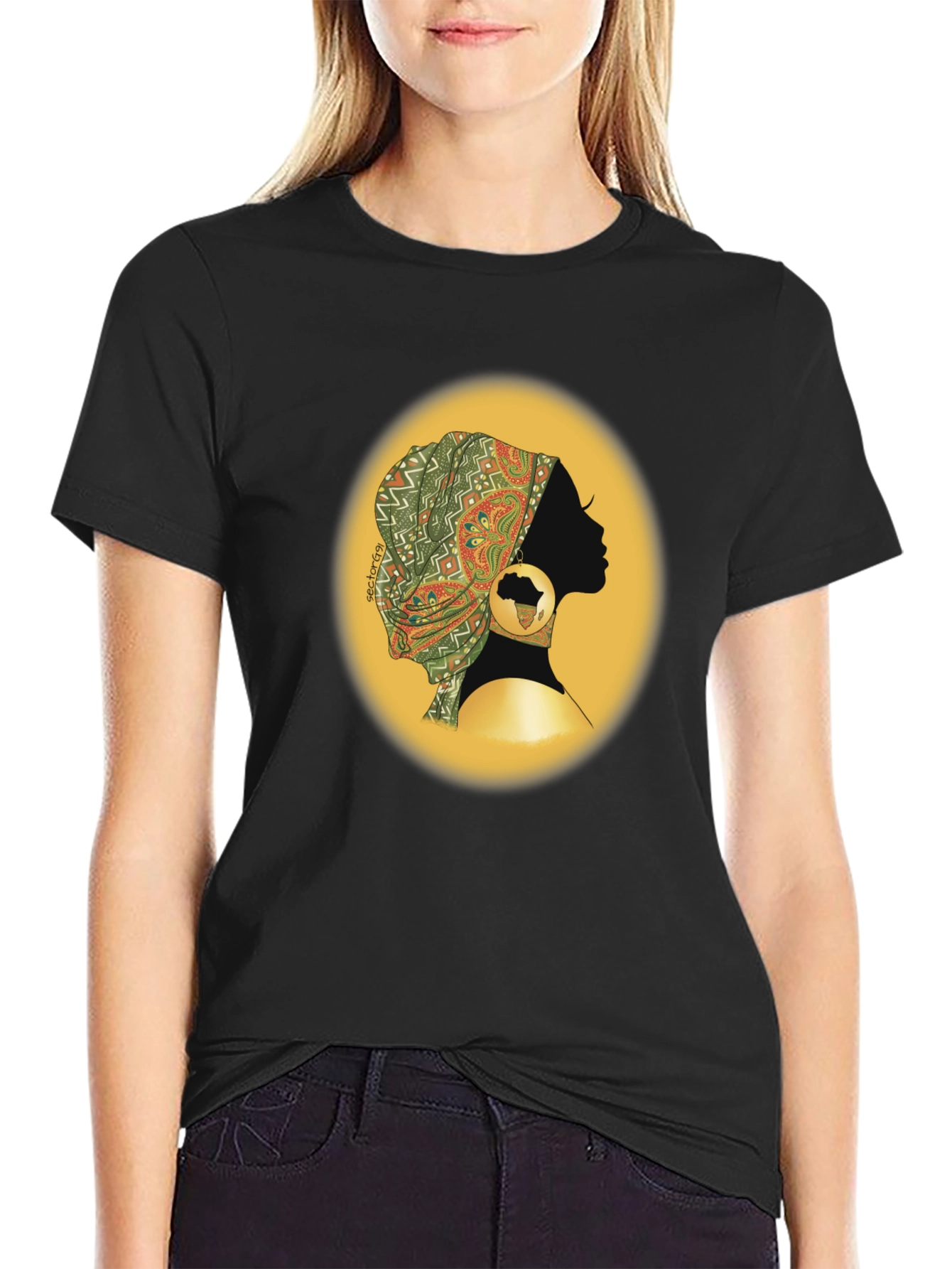 African Woman T-Shirt - Black Silhouette Graphic Tee