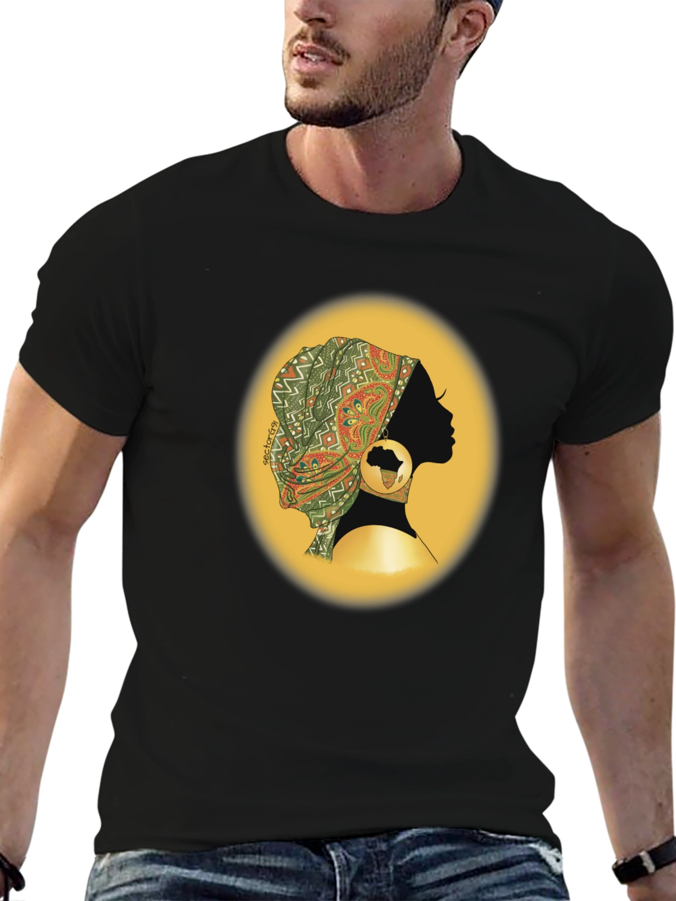 African Woman T-Shirt - Black Silhouette Graphic Tee