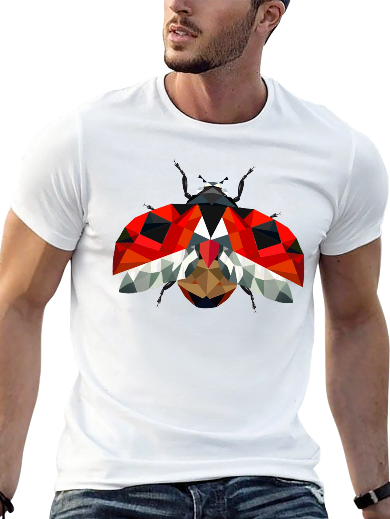 Geometric Ladybug Graphic Tee - Modern Style
