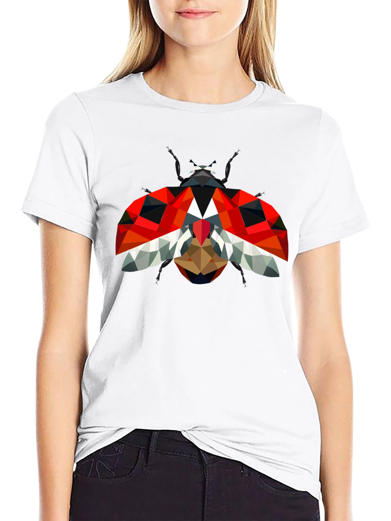 Geometric Ladybug Graphic Tee - Modern Style