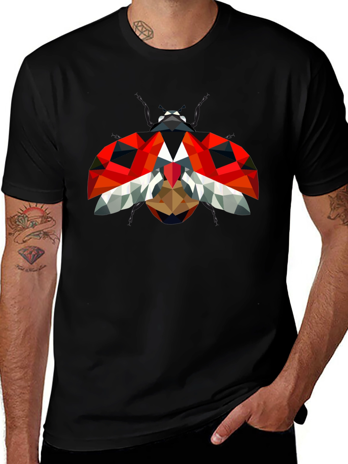 Geometric Ladybug Graphic Tee - Modern Style
