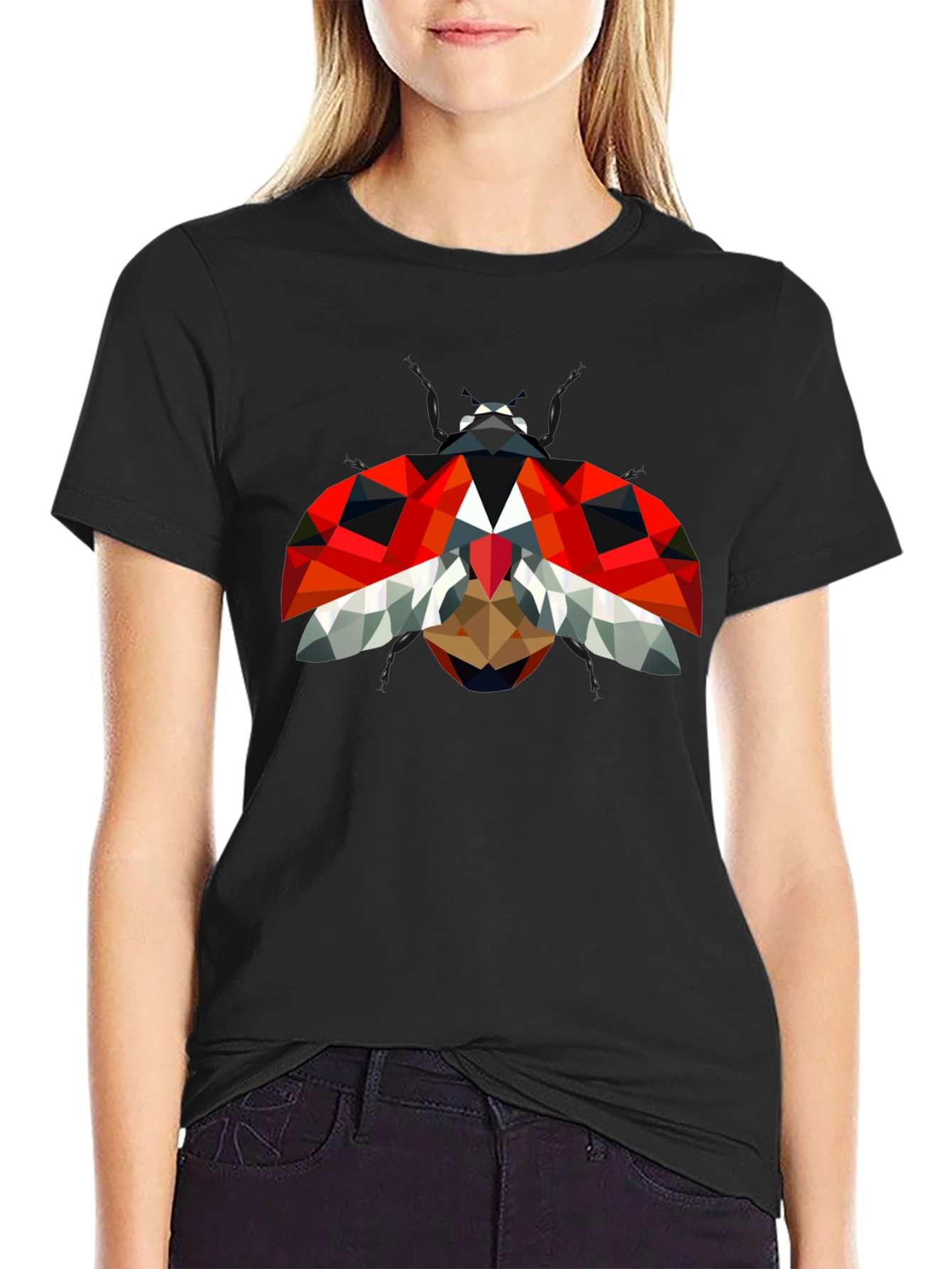 Geometric Ladybug Graphic Tee - Modern Style