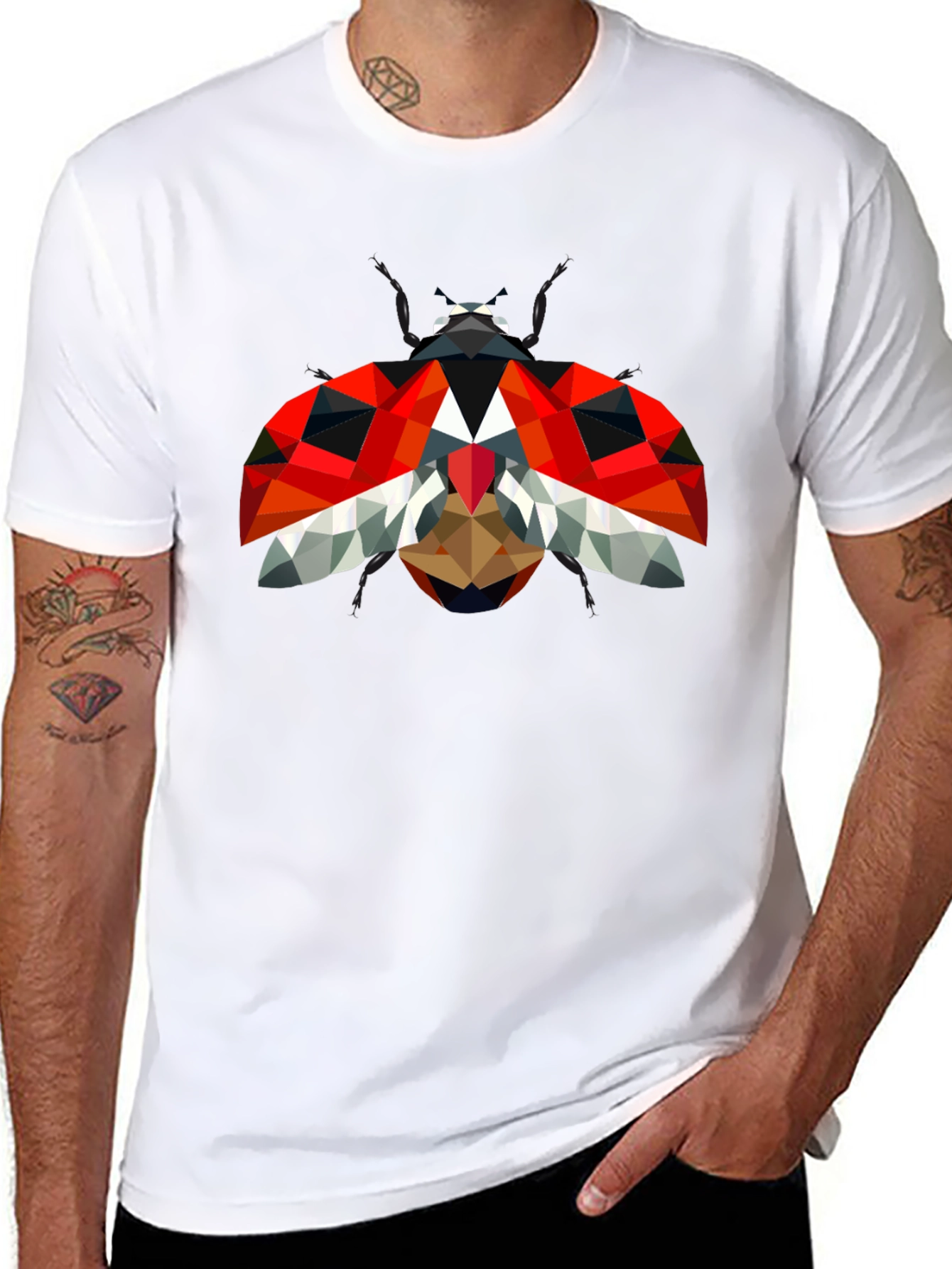 Geometric Ladybug Graphic Tee - Modern Style