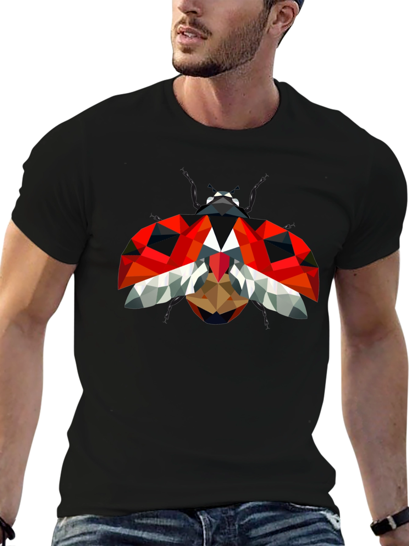 Geometric Ladybug Graphic Tee - Modern Style
