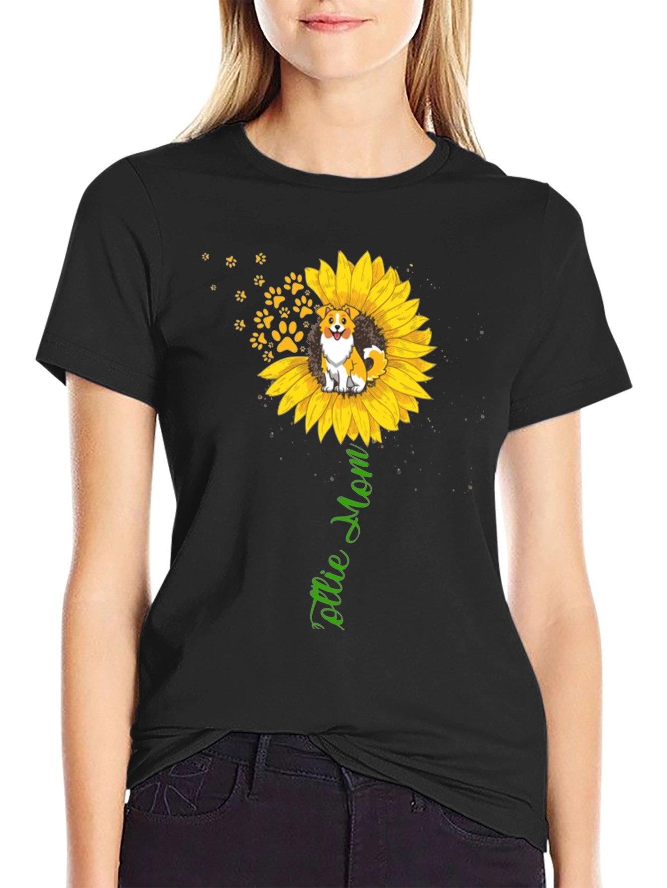 Collie Mom T-Shirt – Sunflower Dog Lover Gift Tee