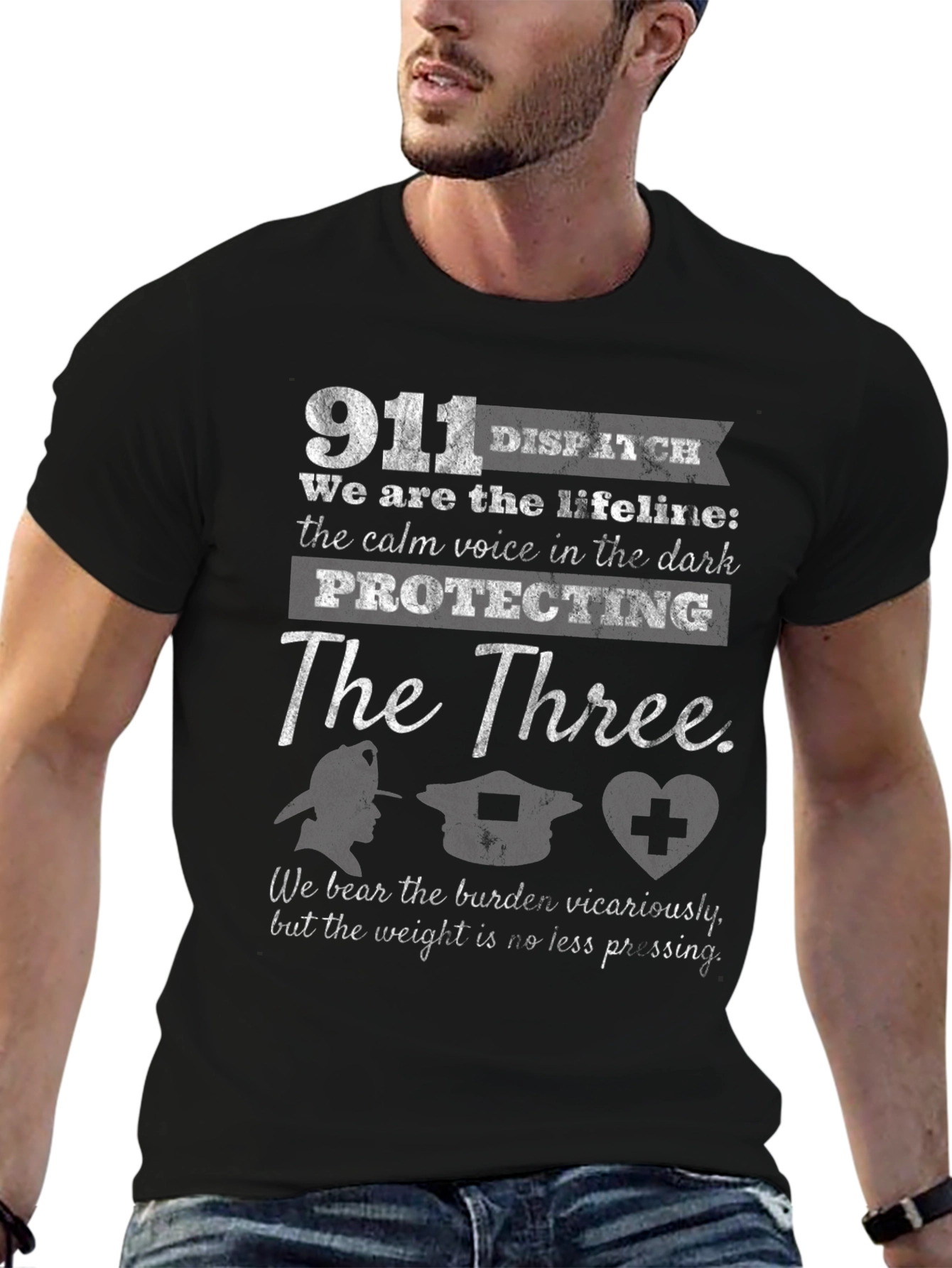 911 Dispatcher T-Shirt - Protecting The Three