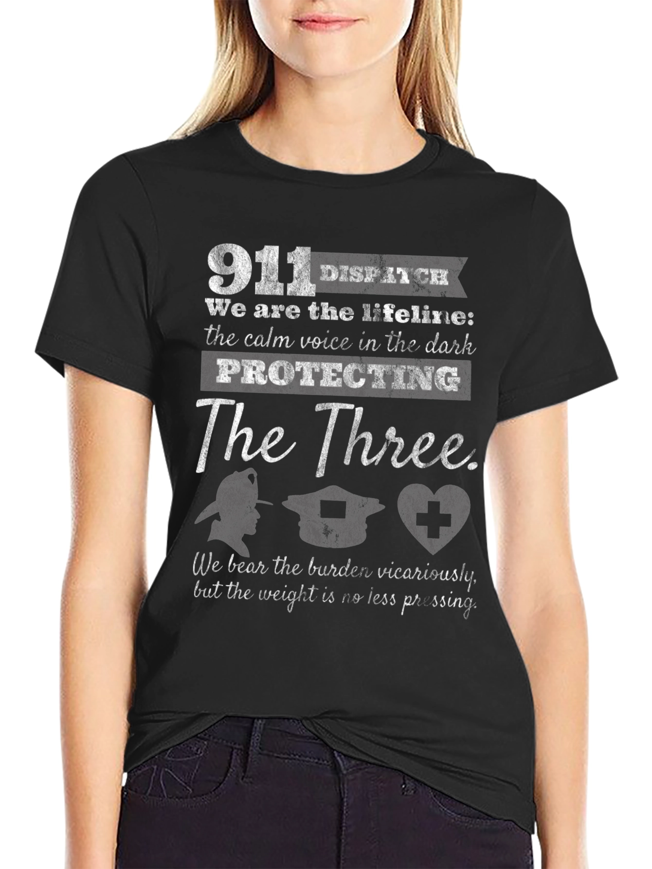 911 Dispatcher T-Shirt - Protecting The Three