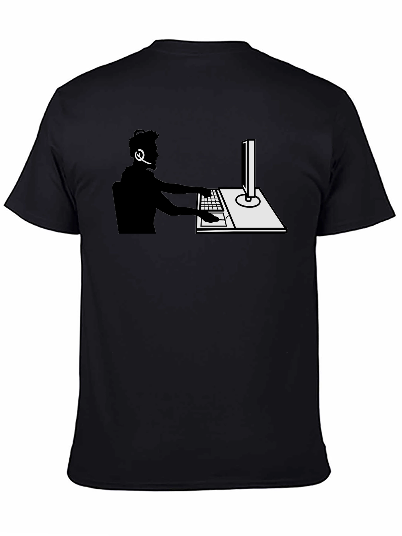 Gamer Silhouette Graphic Tee - Black Cotton T-Shirt