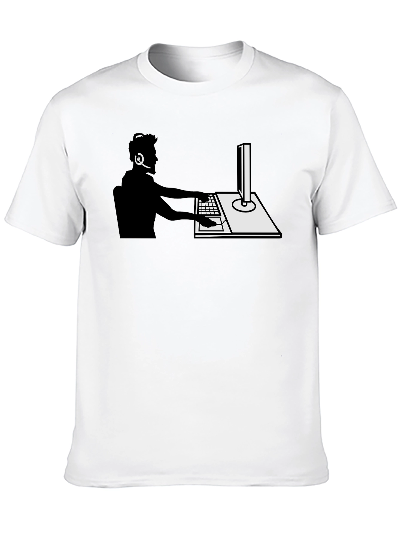 Gamer Silhouette Graphic Tee - Black Cotton T-Shirt