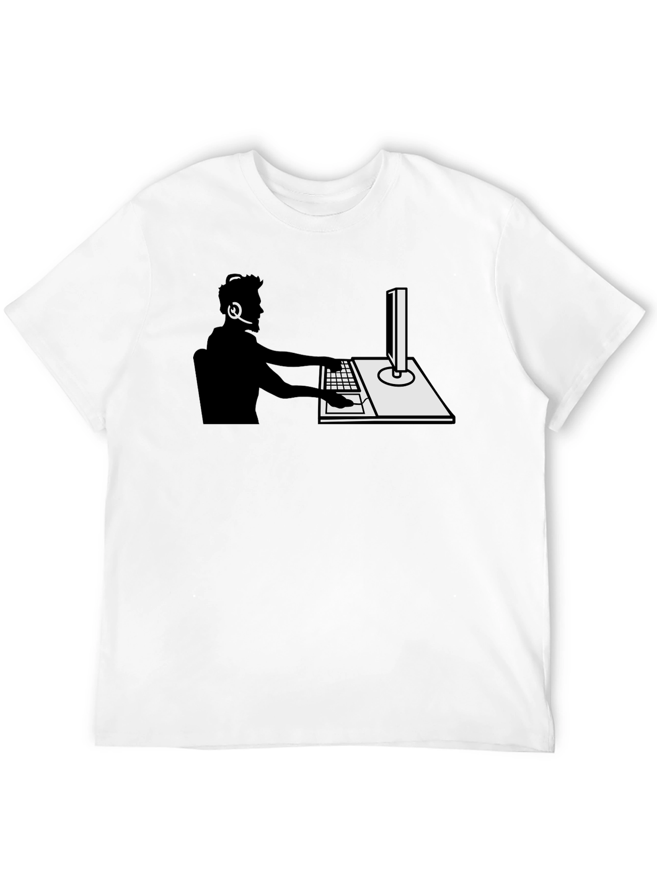Gamer Silhouette Graphic Tee - Black Cotton T-Shirt