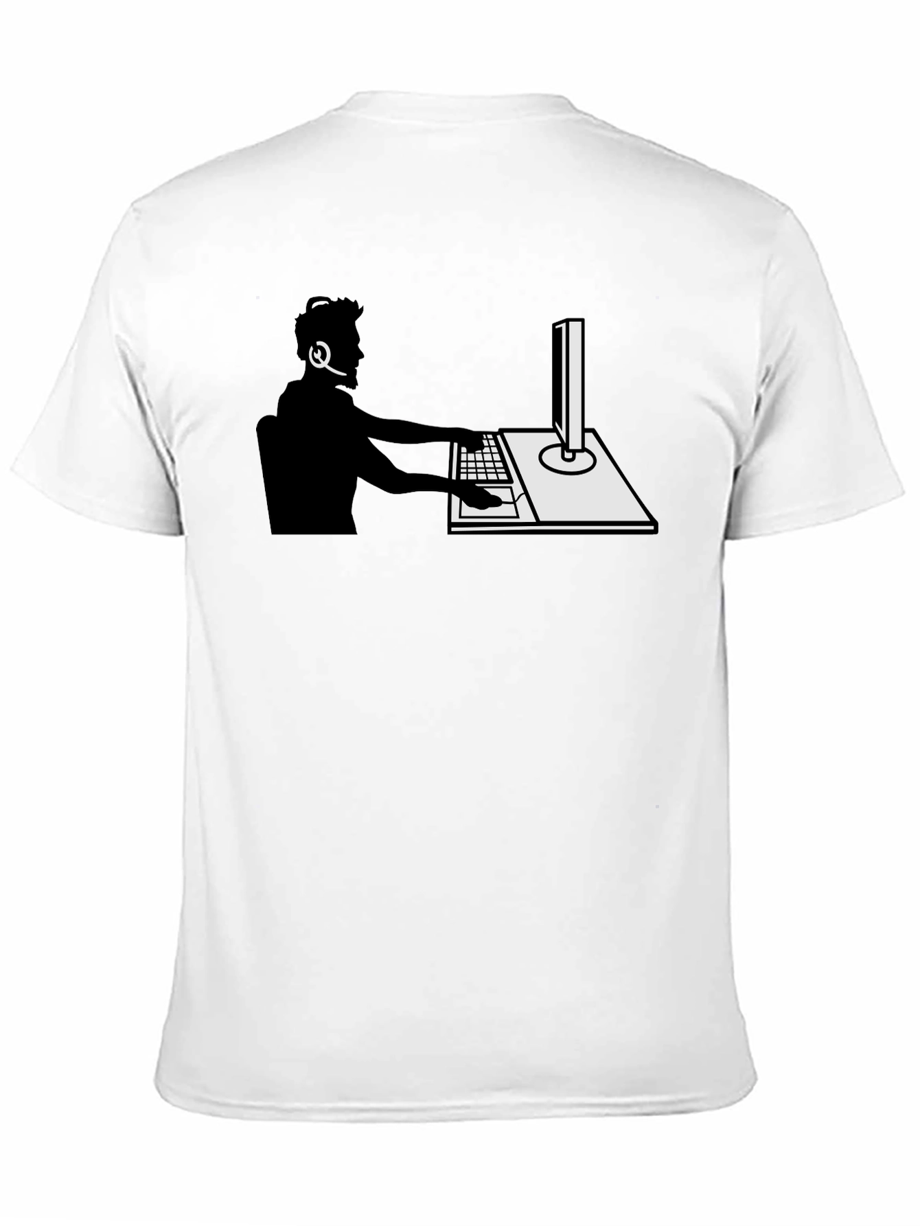 Gamer Silhouette Graphic Tee - Black Cotton T-Shirt