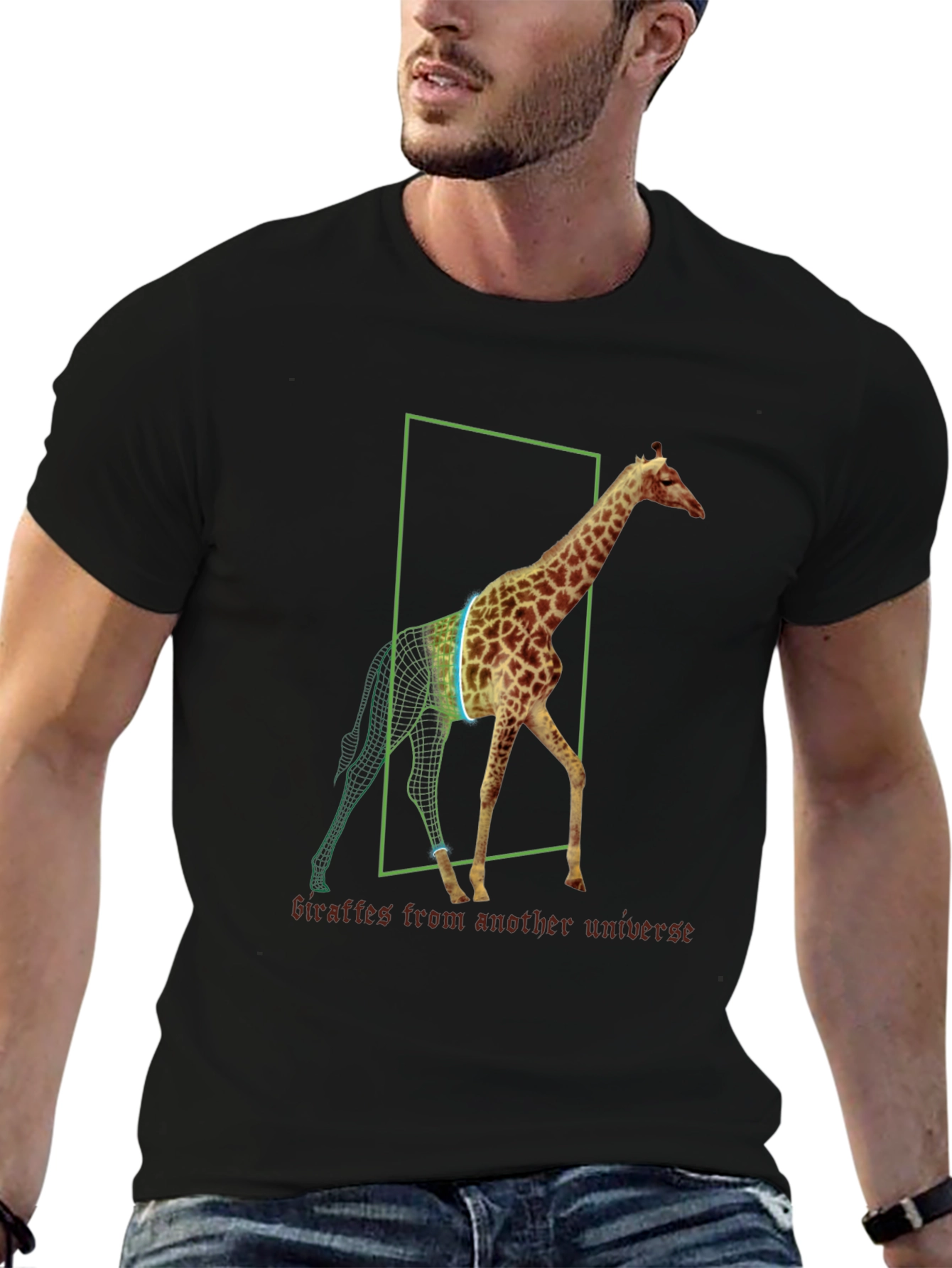 Giraffe Universe Black T-Shirt