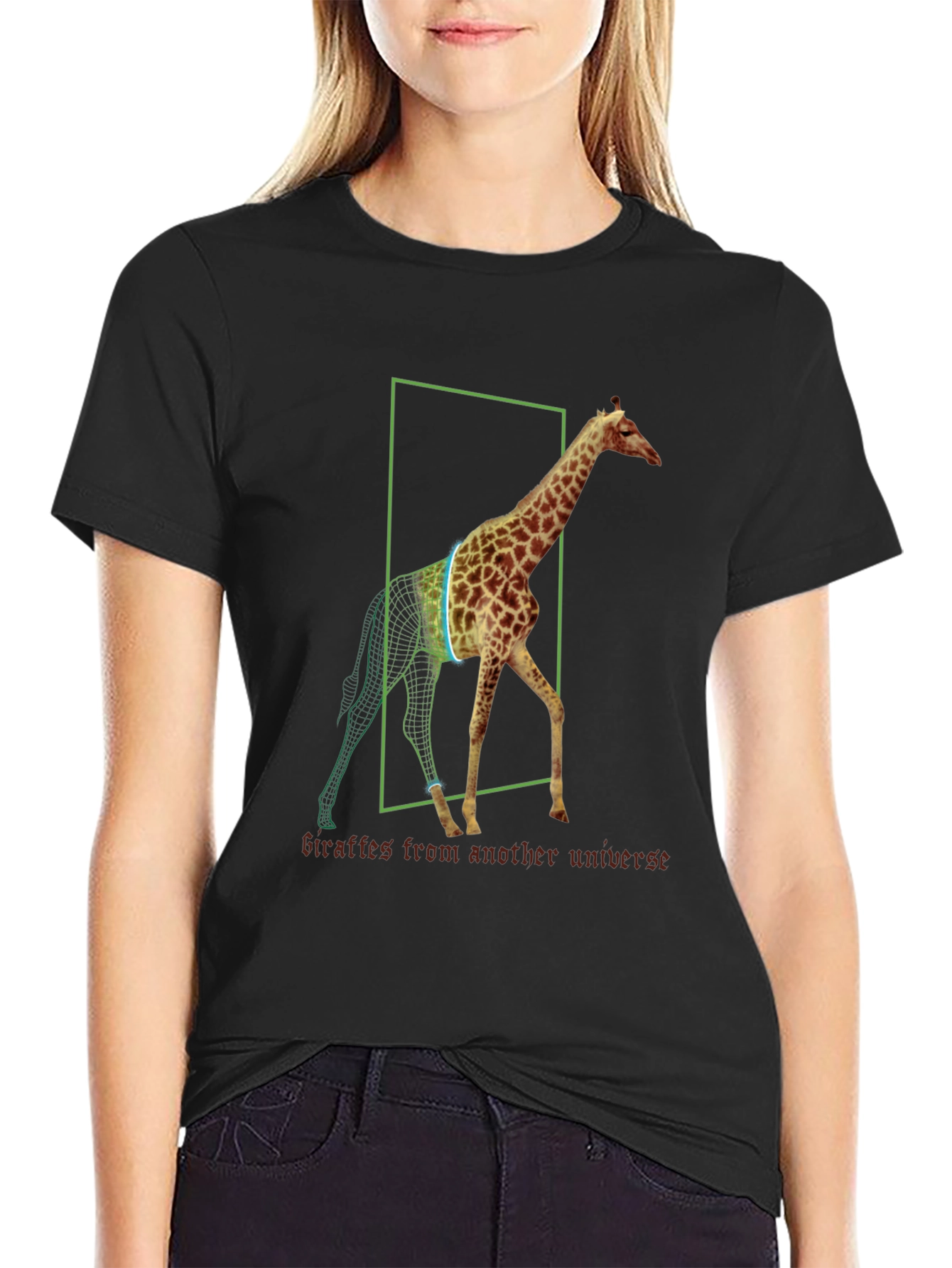 Giraffe Universe Black T-Shirt