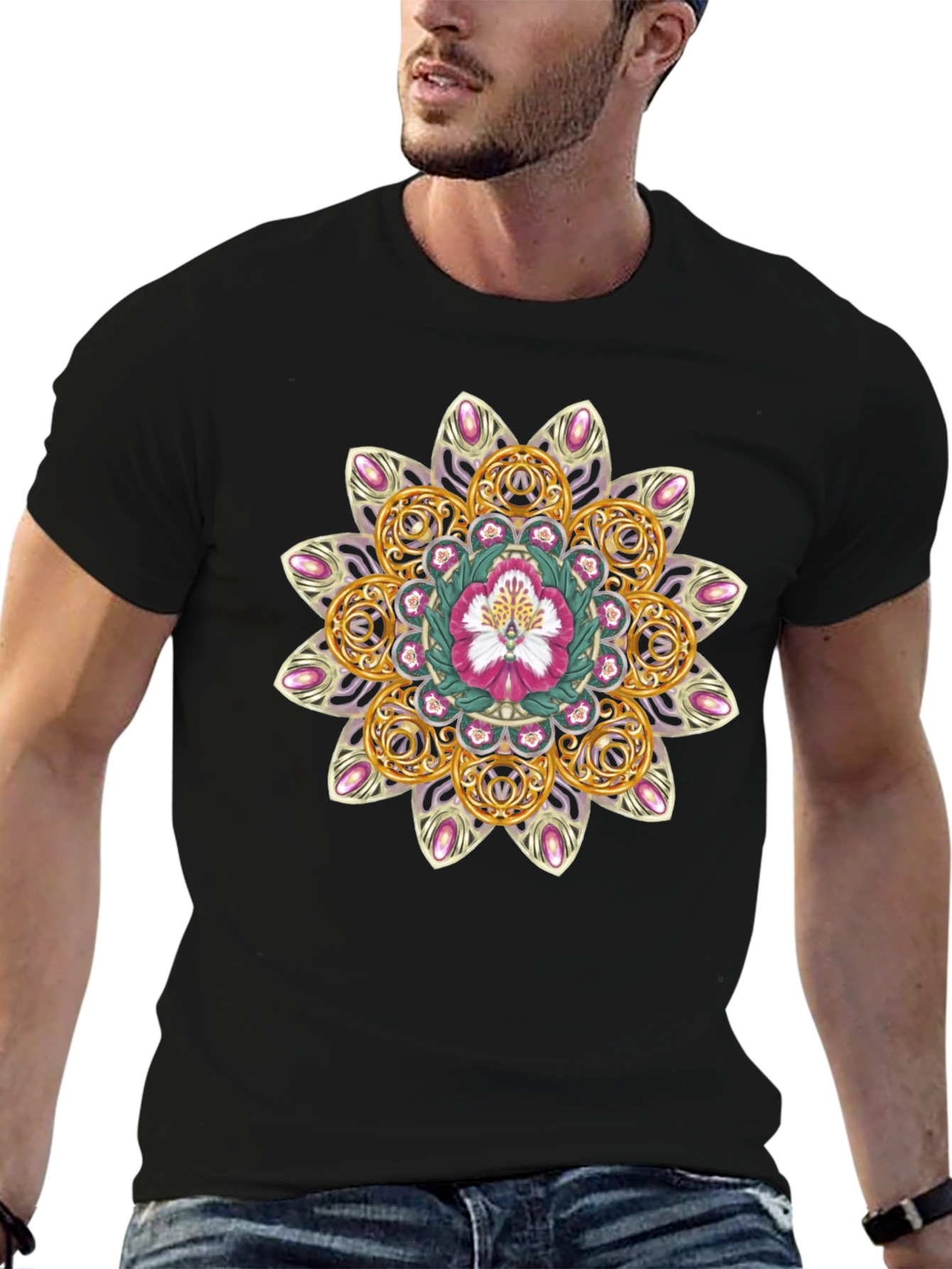 Floral Mandala Graphic Tee - Stylish Comfort