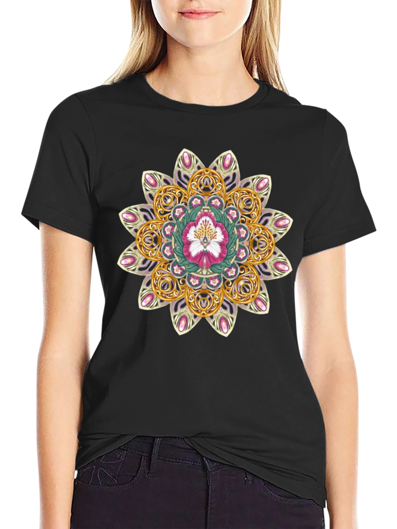 Floral Mandala Graphic Tee - Stylish Comfort