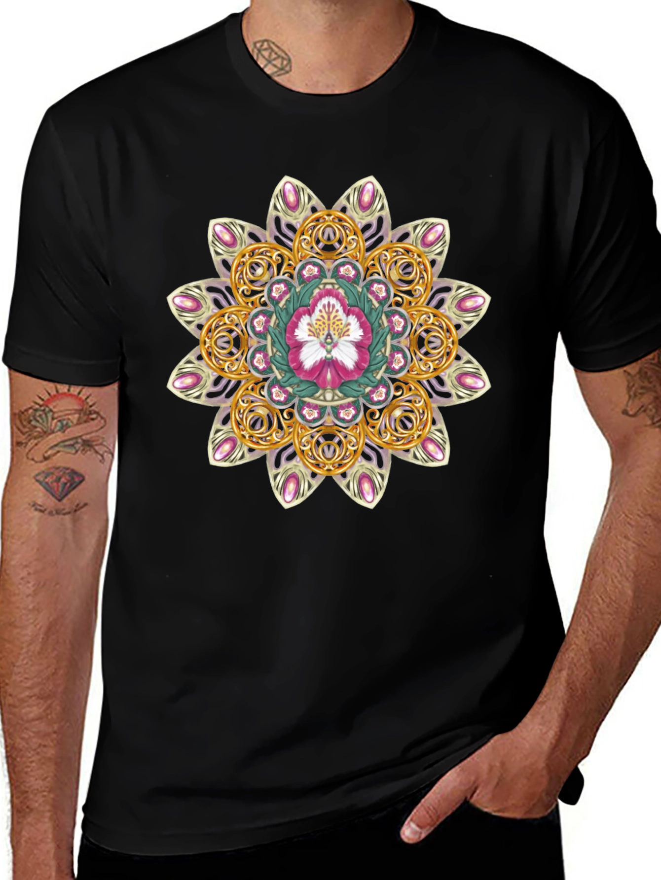 Floral Mandala Graphic Tee - Stylish Comfort