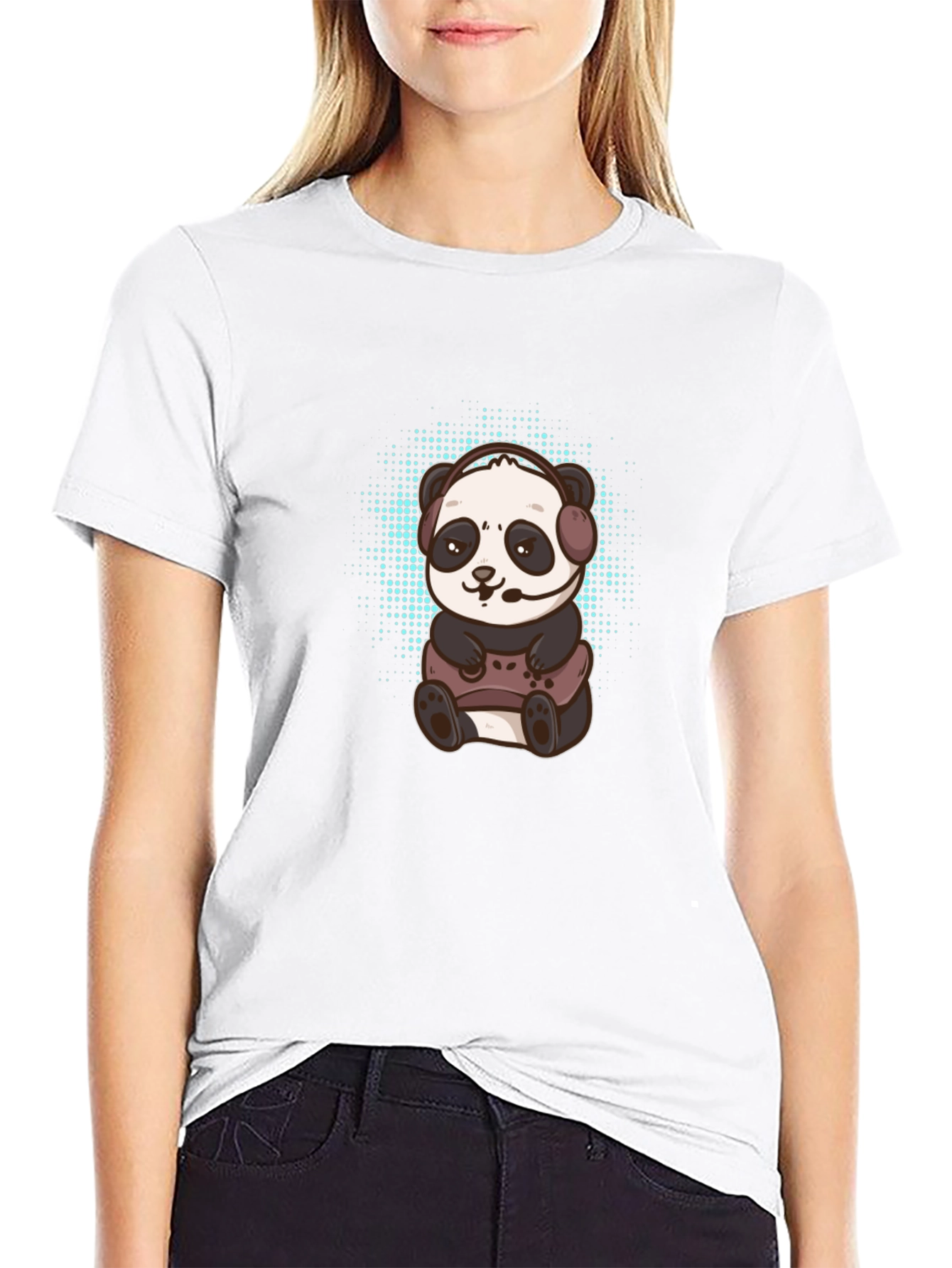 Gamer Panda Graphic Tee - Black Cotton T-Shirt