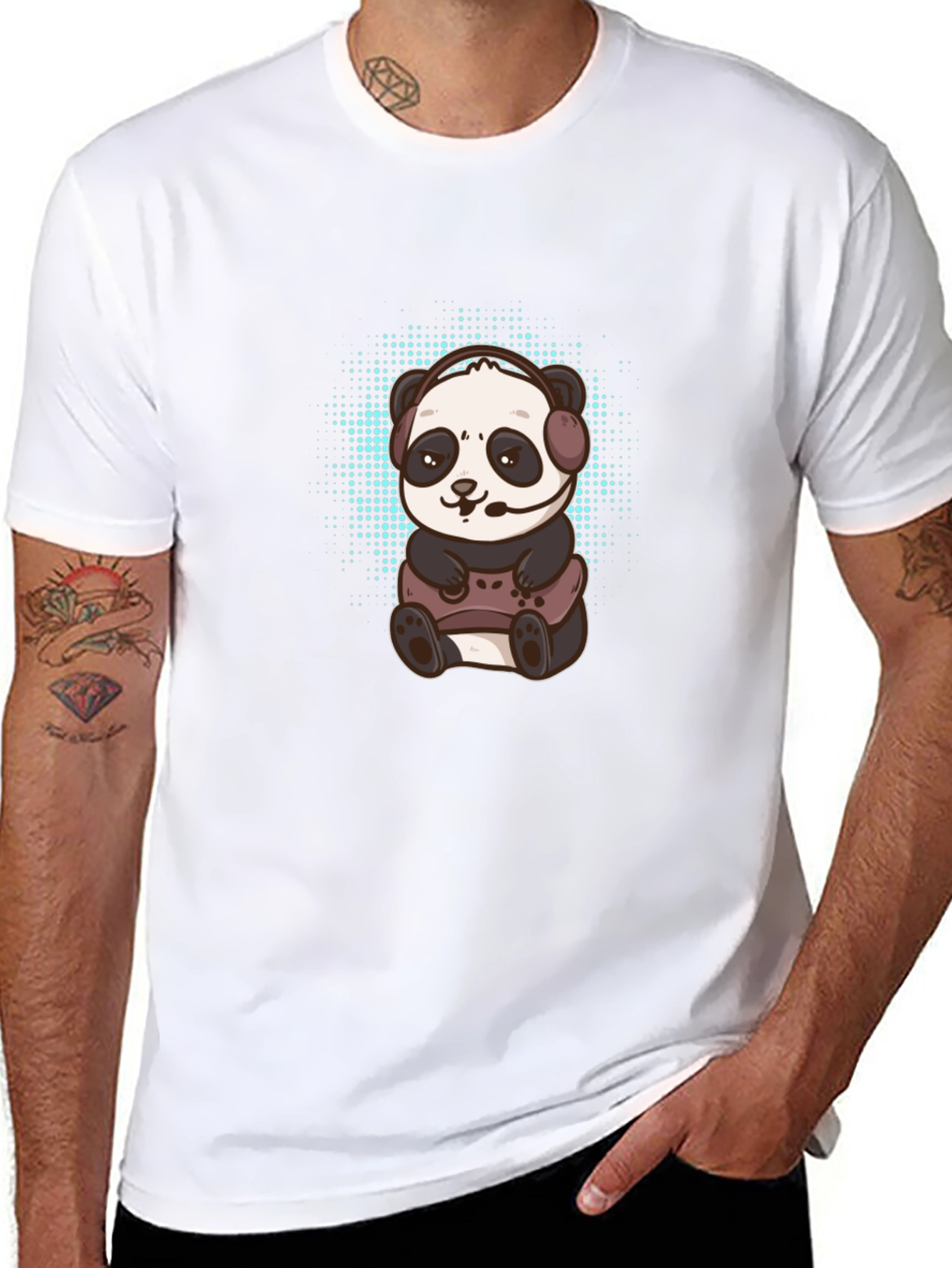 Gamer Panda Graphic Tee - Black Cotton T-Shirt