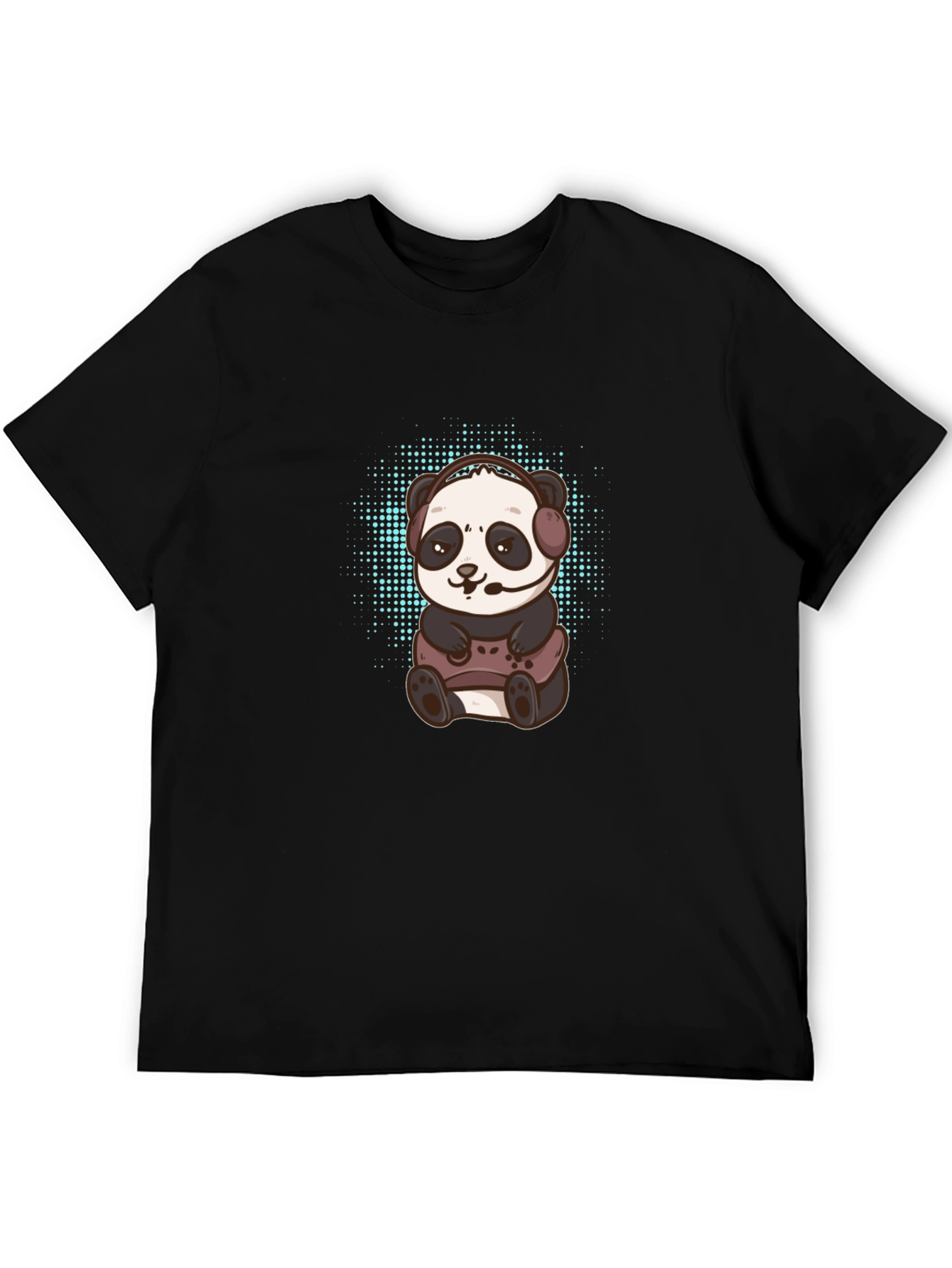 Gamer Panda Graphic Tee - Black Cotton T-Shirt