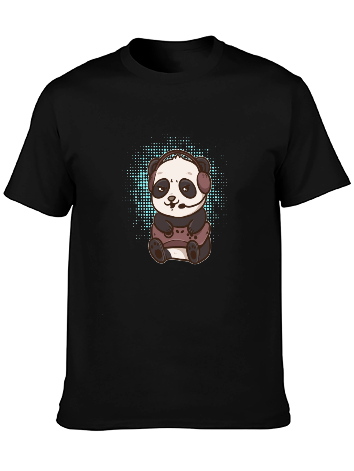 Gamer Panda Graphic Tee - Black Cotton T-Shirt