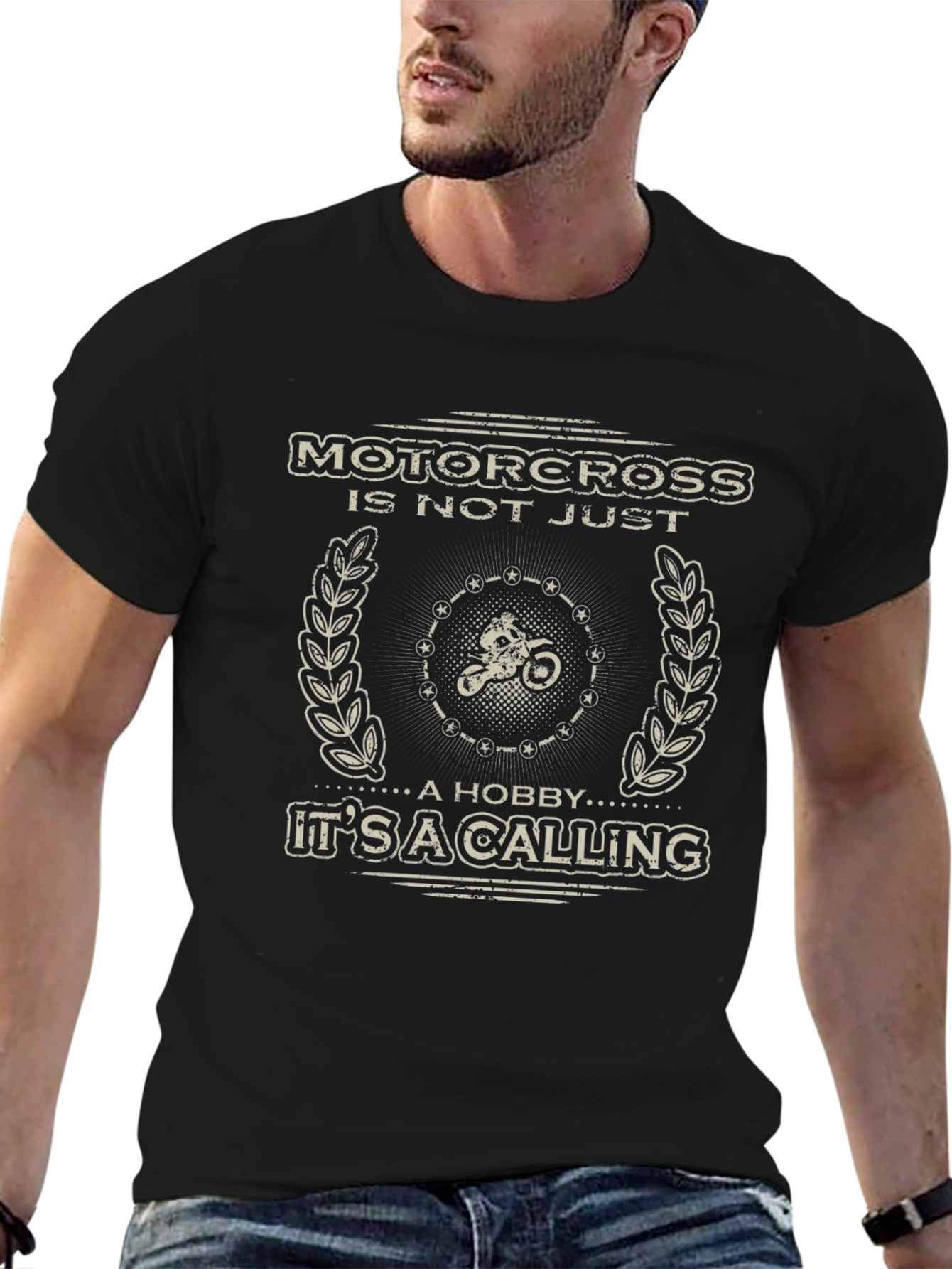 Motocross Calling Black Graphic T-Shirt