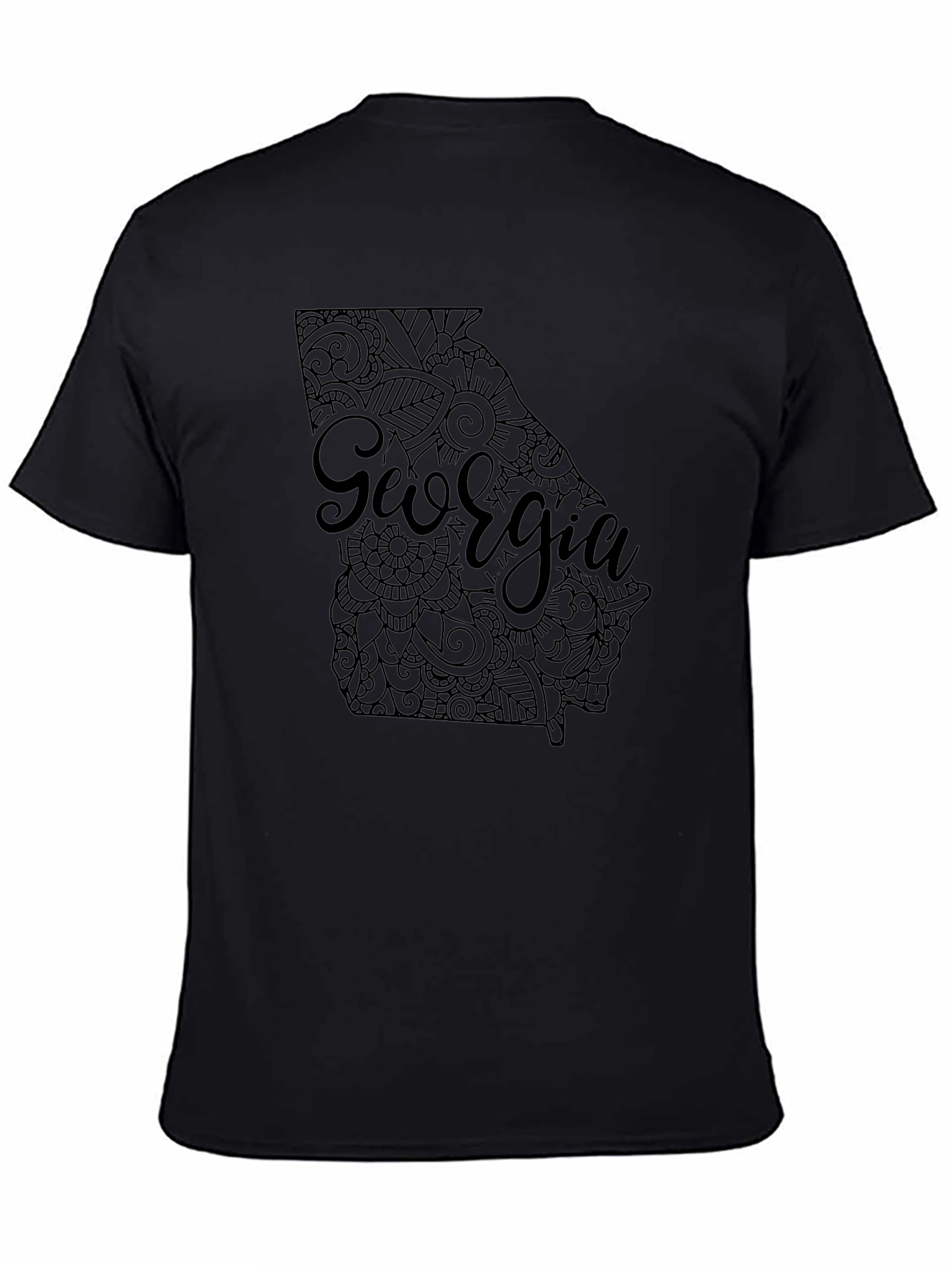 Georgia State Map Graphic T-Shirt - Black